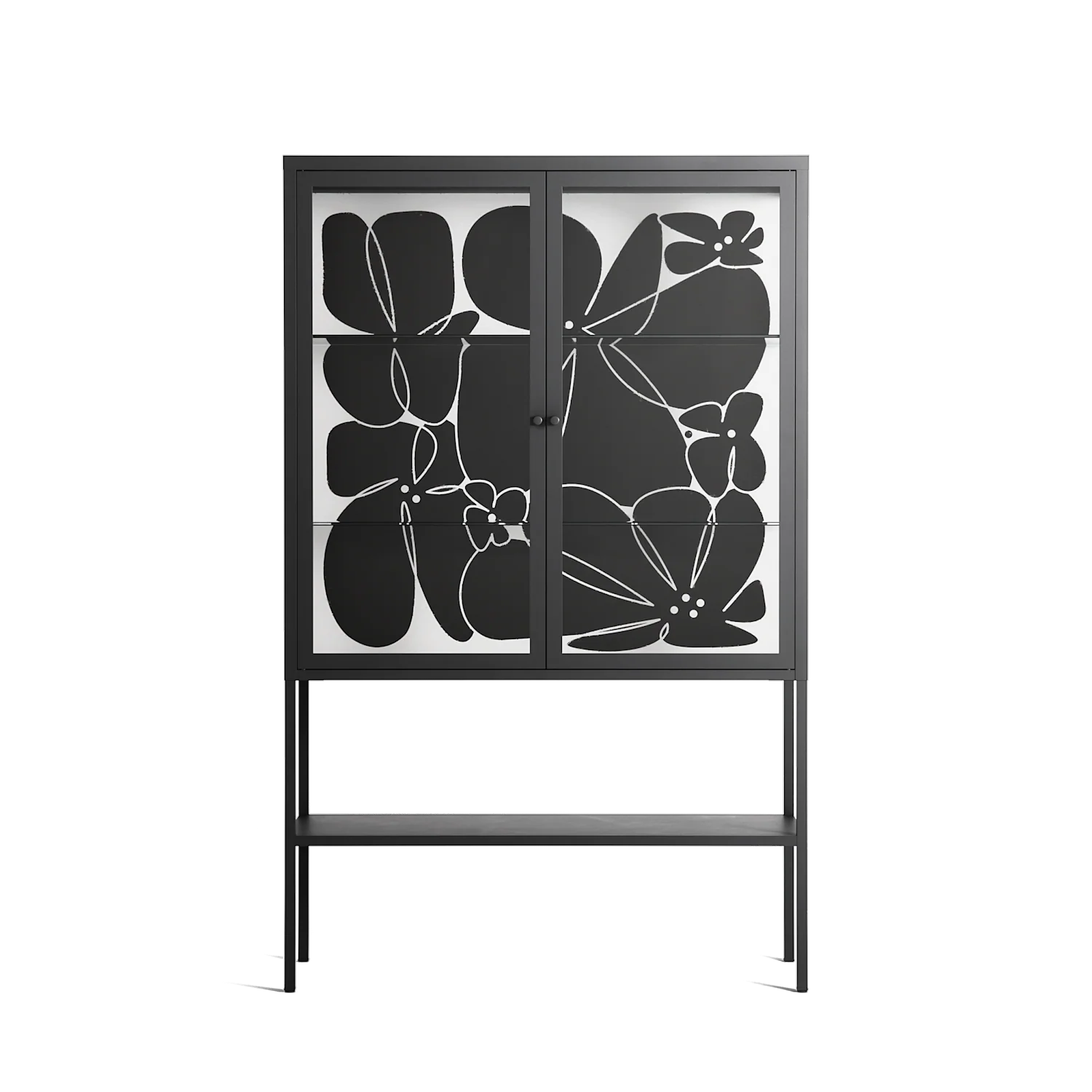 Black Flower - Loft Cabinet - Konrad Blaszczyk - Antracite - Clear glass