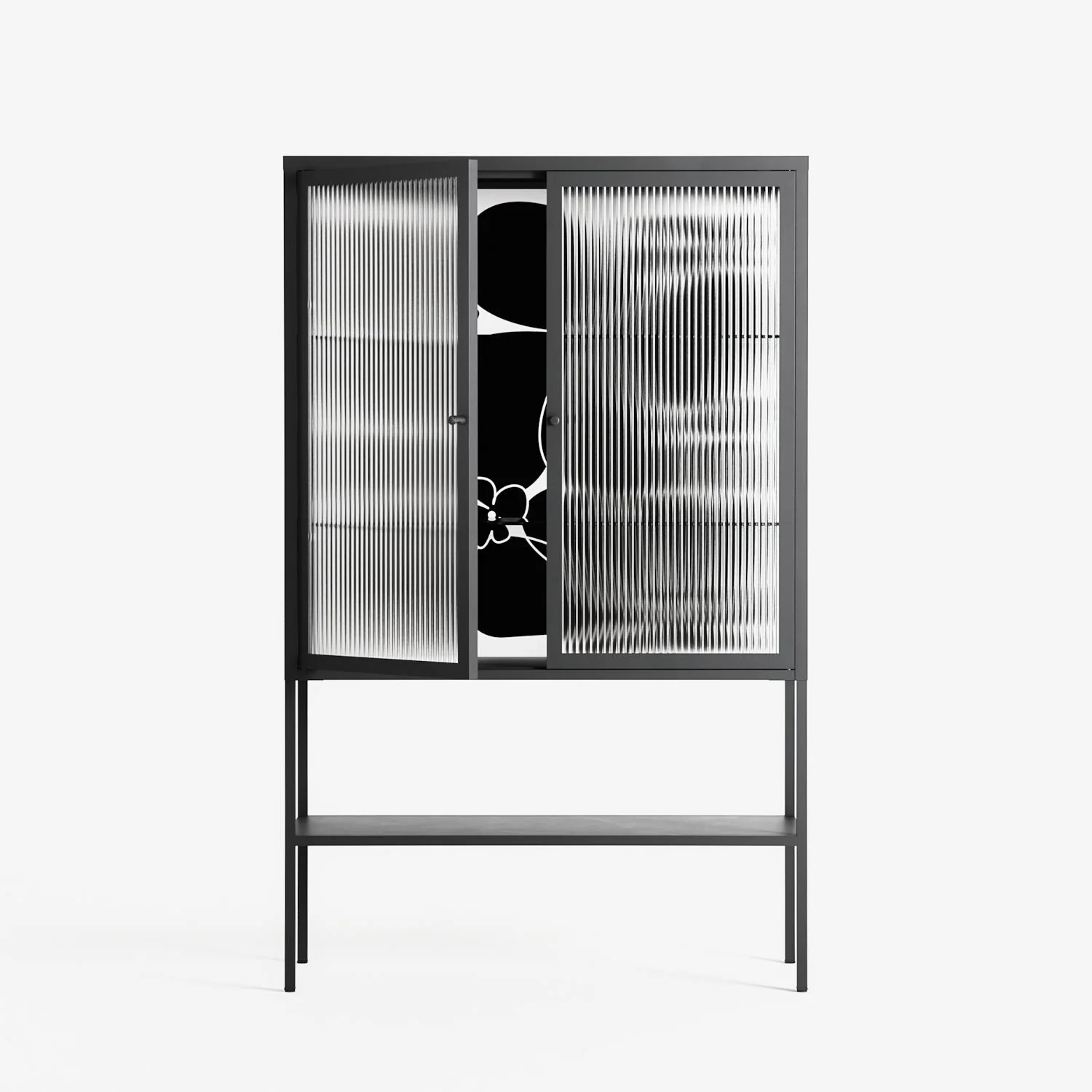Black Flower - Loft Cabinet - Konrad Blaszczyk - Antracite - Reeded glass - Image 2