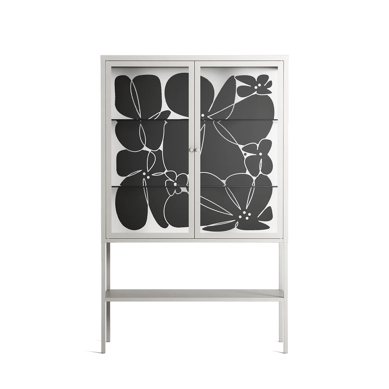 Black Flower - Loft Cabinet - Konrad Blaszczyk - Chalk - Clear glass