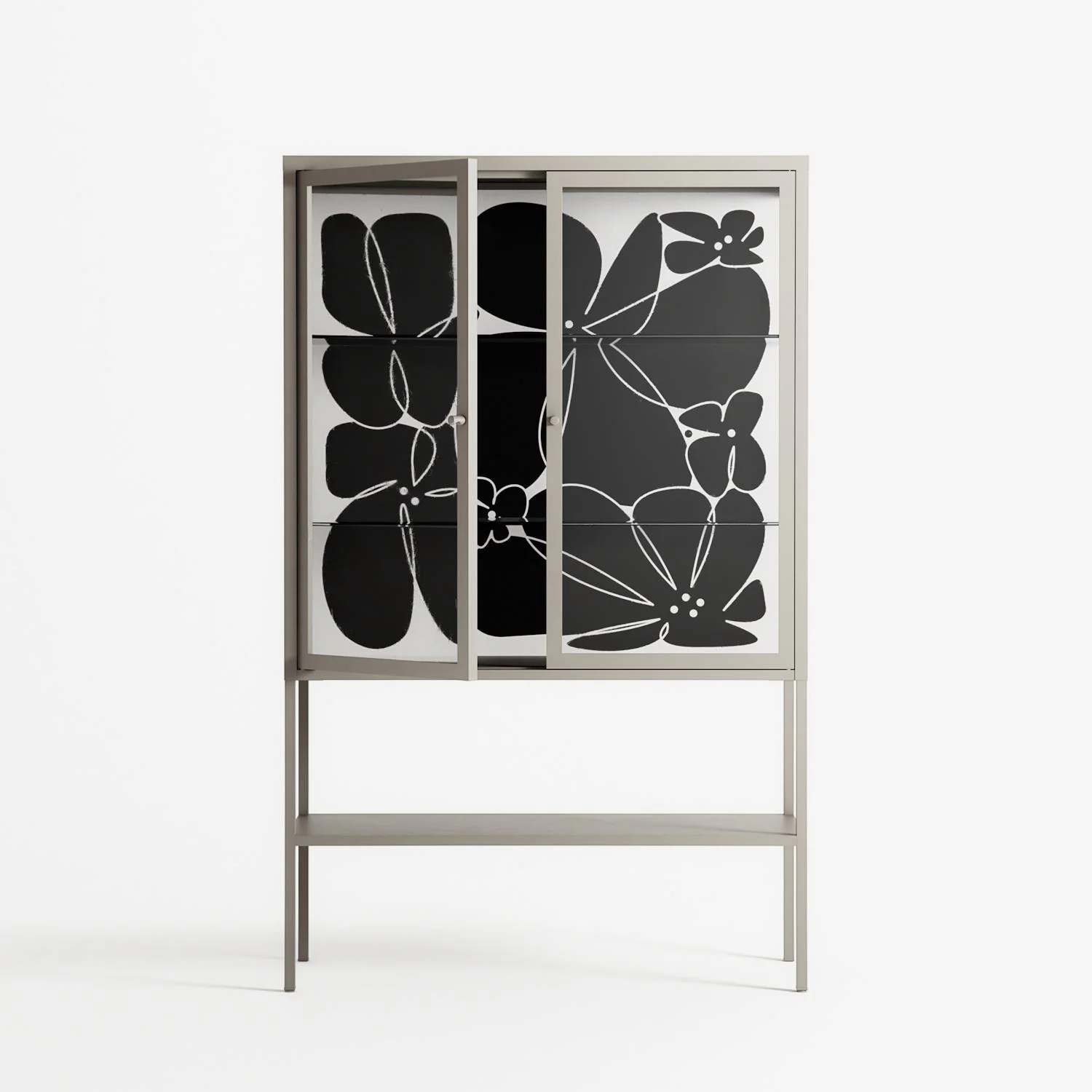 Black Flower - Loft Cabinet - Konrad Blaszczyk - Pebble - Clear glass - Image 2