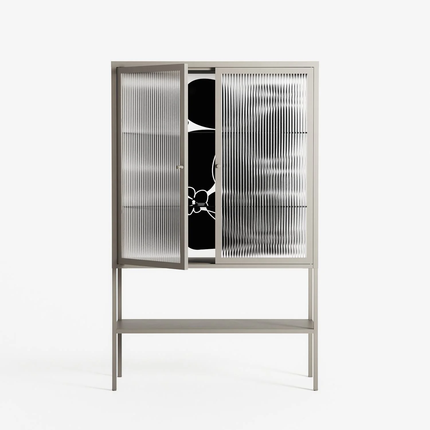 Black Flower - Loft Cabinet - Konrad Blaszczyk - Pebble - Reeded glass - Image 2