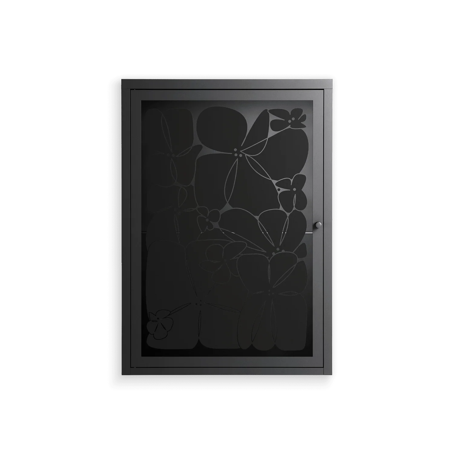 Black Flower - Wall Cabinet - Konrad Blaszczyk - Antracite - Overlay Glass
