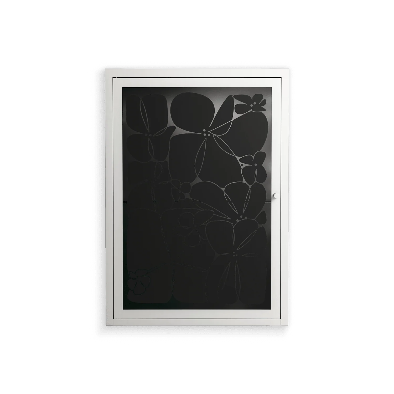 Black Flower - Wall Cabinet - Konrad Blaszczyk - Chalk - Overlay Glass