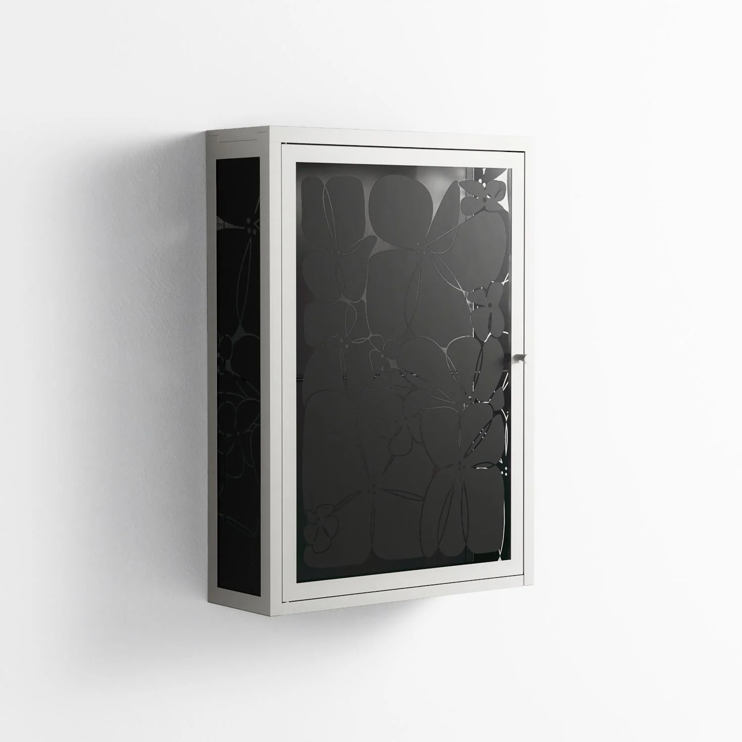 Black Flower - Wall Cabinet - Konrad Blaszczyk - Chalk - Overlay Glass - Image 4