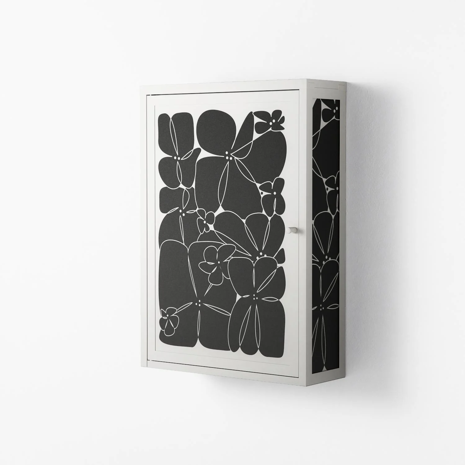 Black Flower - Wall Cabinet - Konrad Blaszczyk - Chalk - Overlay Metal - Image 2