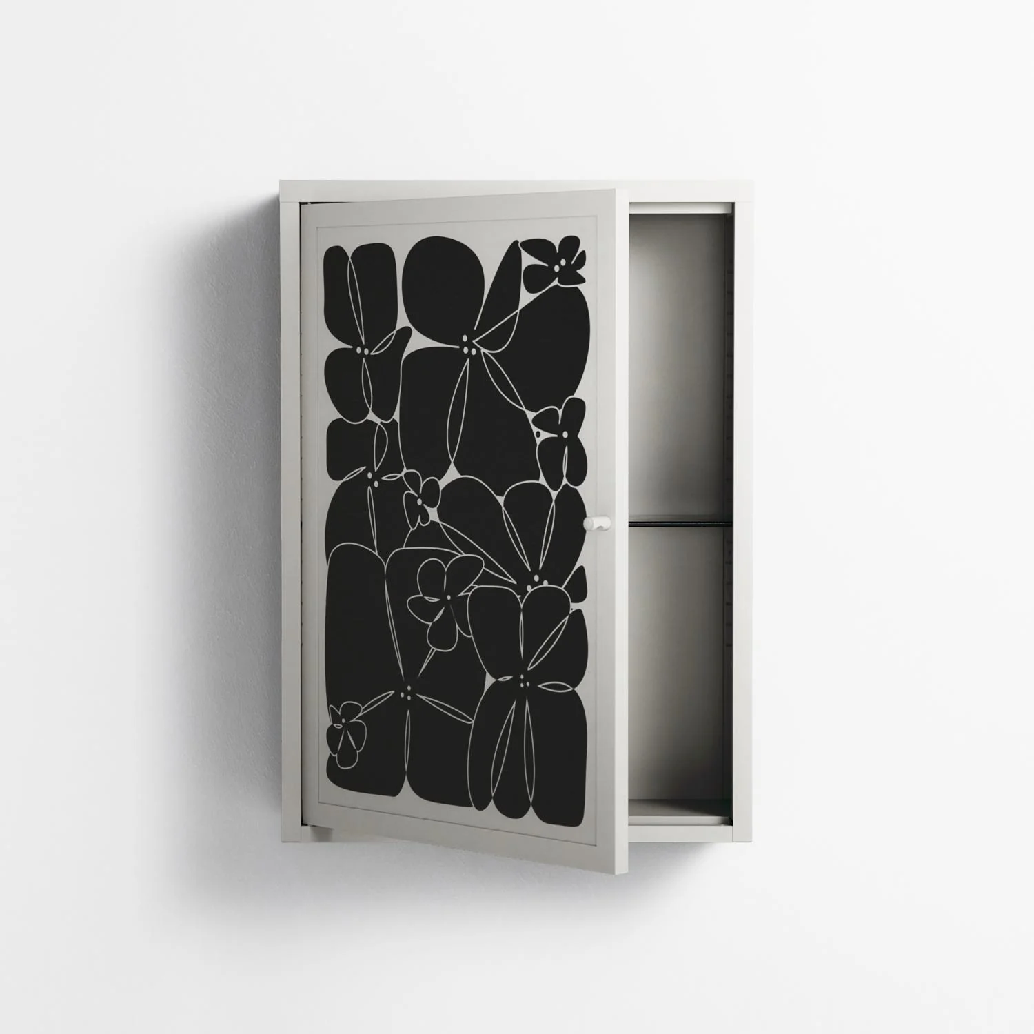 Black Flower - Wall Cabinet - Konrad Blaszczyk - Chalk - Overlay Metal - Image 3