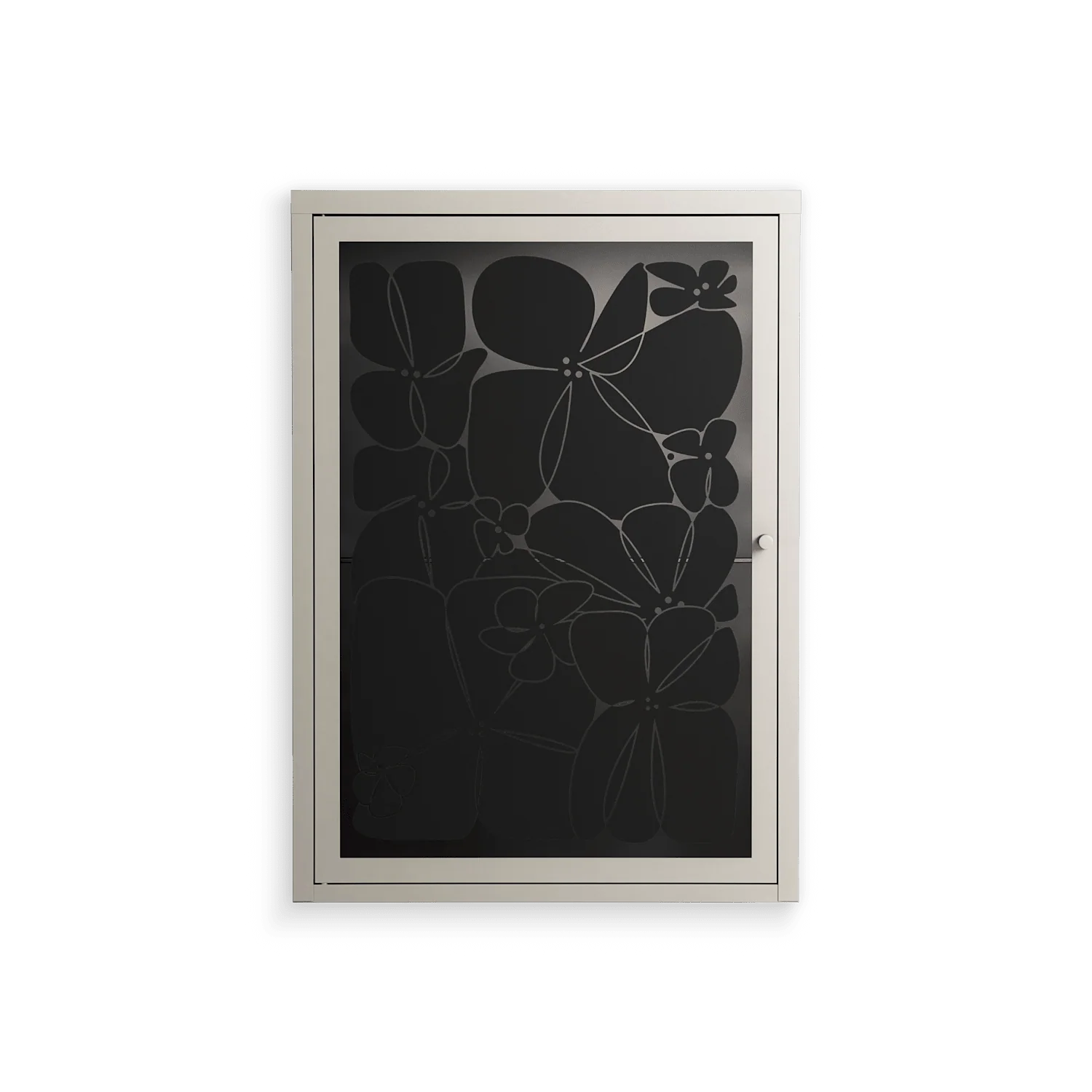 Black Flower - Wall Cabinet - Konrad Blaszczyk - Pebble - Overlay Glass