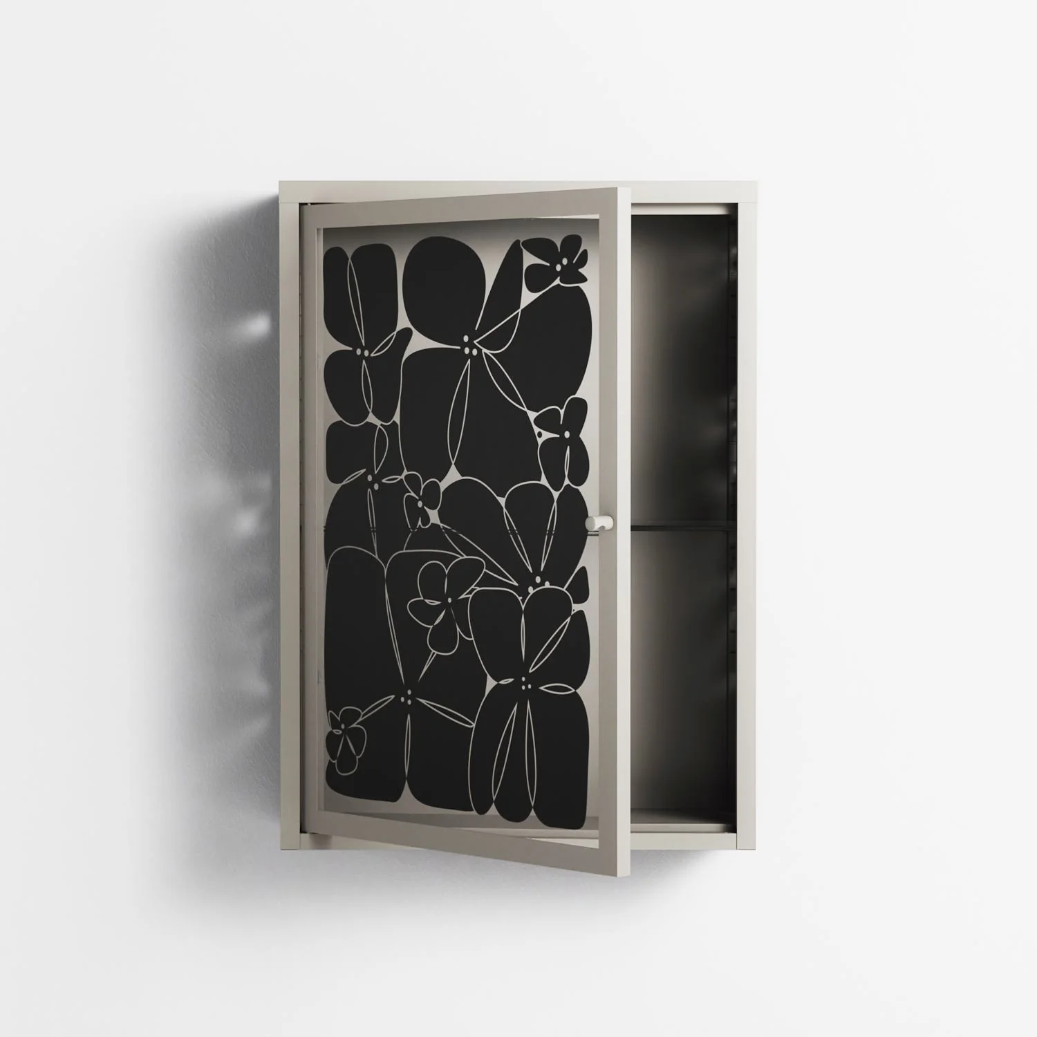 Black Flower - Wall Cabinet - Konrad Blaszczyk - Pebble - Overlay Glass - Image 3