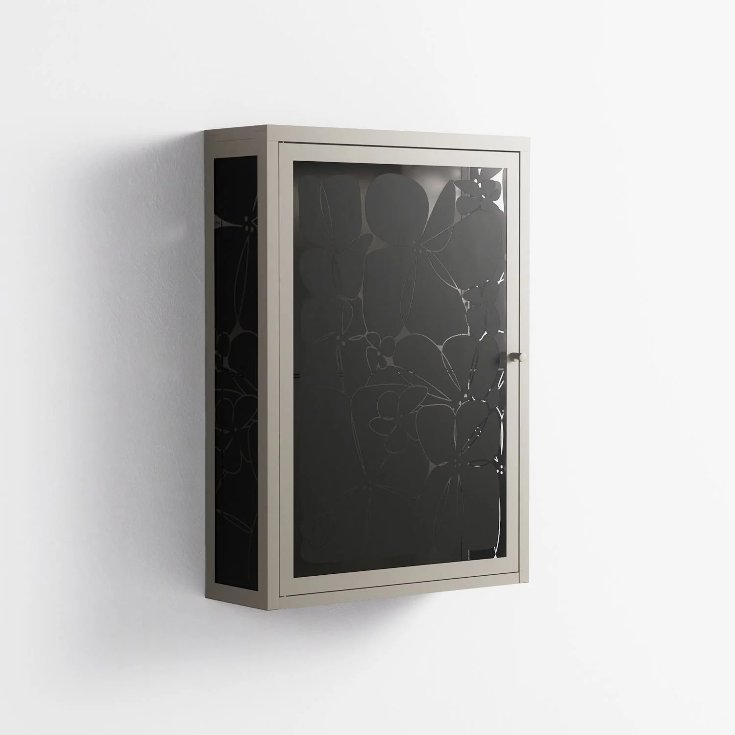 Black Flower - Wall Cabinet - Konrad Blaszczyk - Pebble - Overlay Glass - Image 4