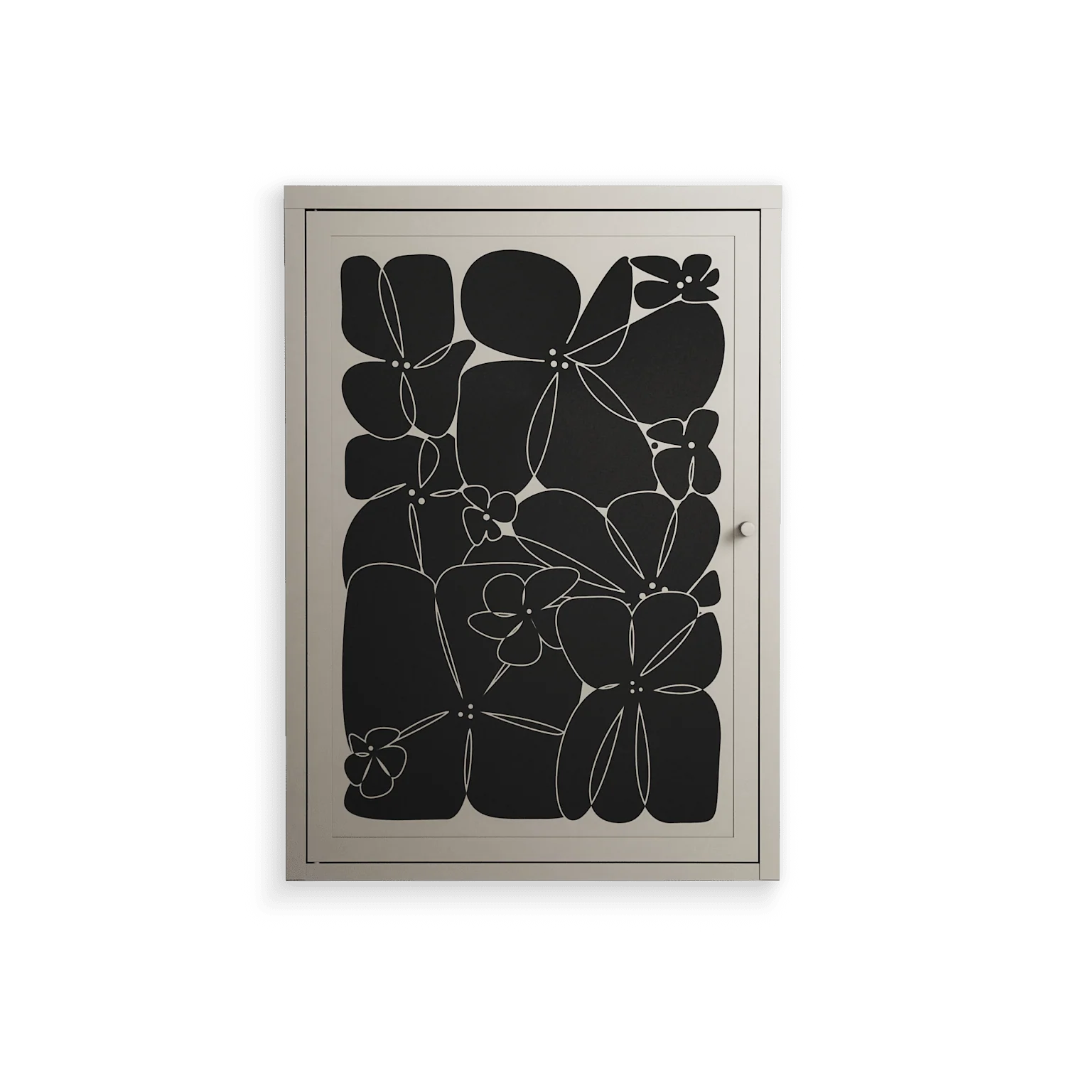 Black Flower - Wall Cabinet - Konrad Blaszczyk - Pebble - Overlay Metal