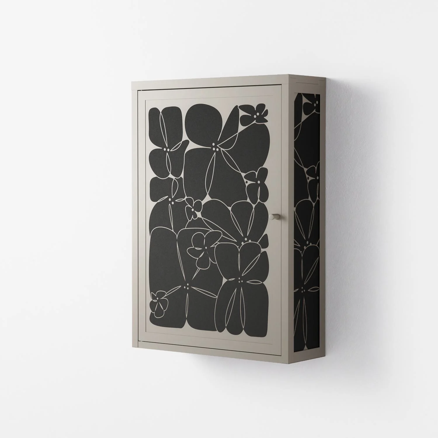 Black Flower - Wall Cabinet - Konrad Blaszczyk - Pebble - Overlay Metal - Image 2