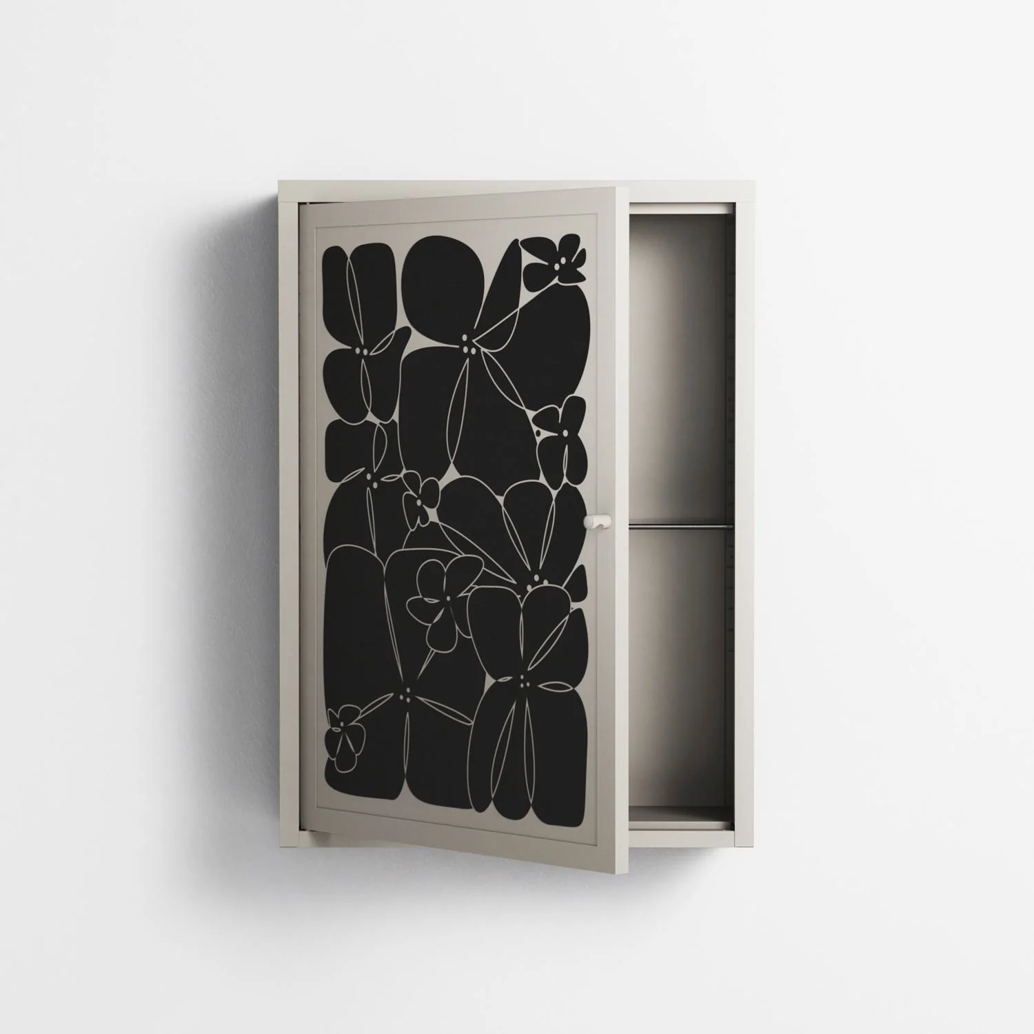Black Flower - Wall Cabinet - Konrad Blaszczyk - Pebble - Overlay Metal - Image 3