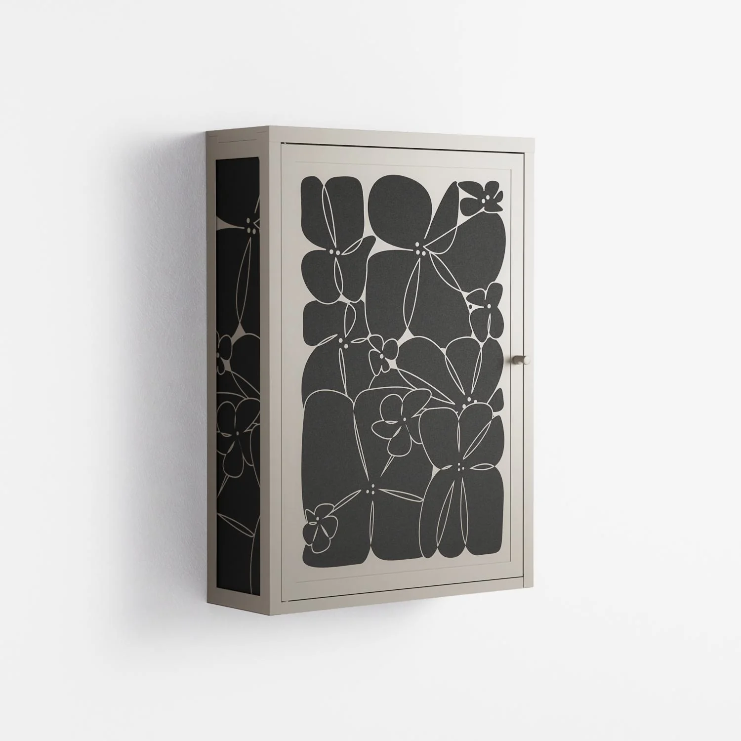 Black Flower - Wall Cabinet - Konrad Blaszczyk - Pebble - Overlay Metal - Image 4