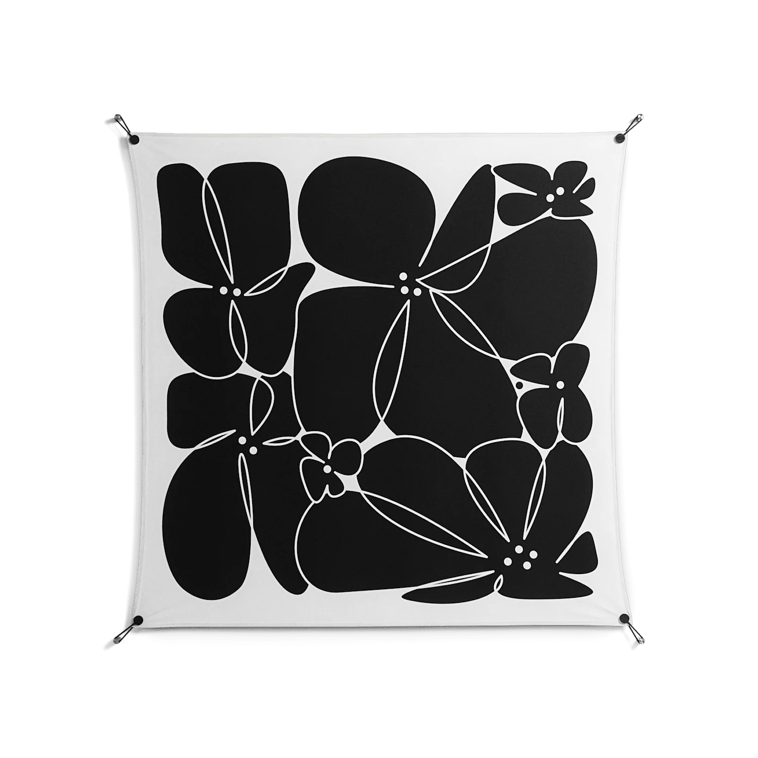 Black Flowers - Work On Wall - Konrad Blaszczyk - Black - 140 x 140 cm