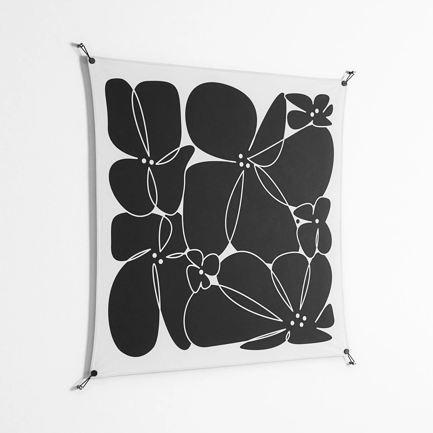 Black Flowers - Work On Wall - Konrad Blaszczyk - Black - 140 x 140 cm - Image 2