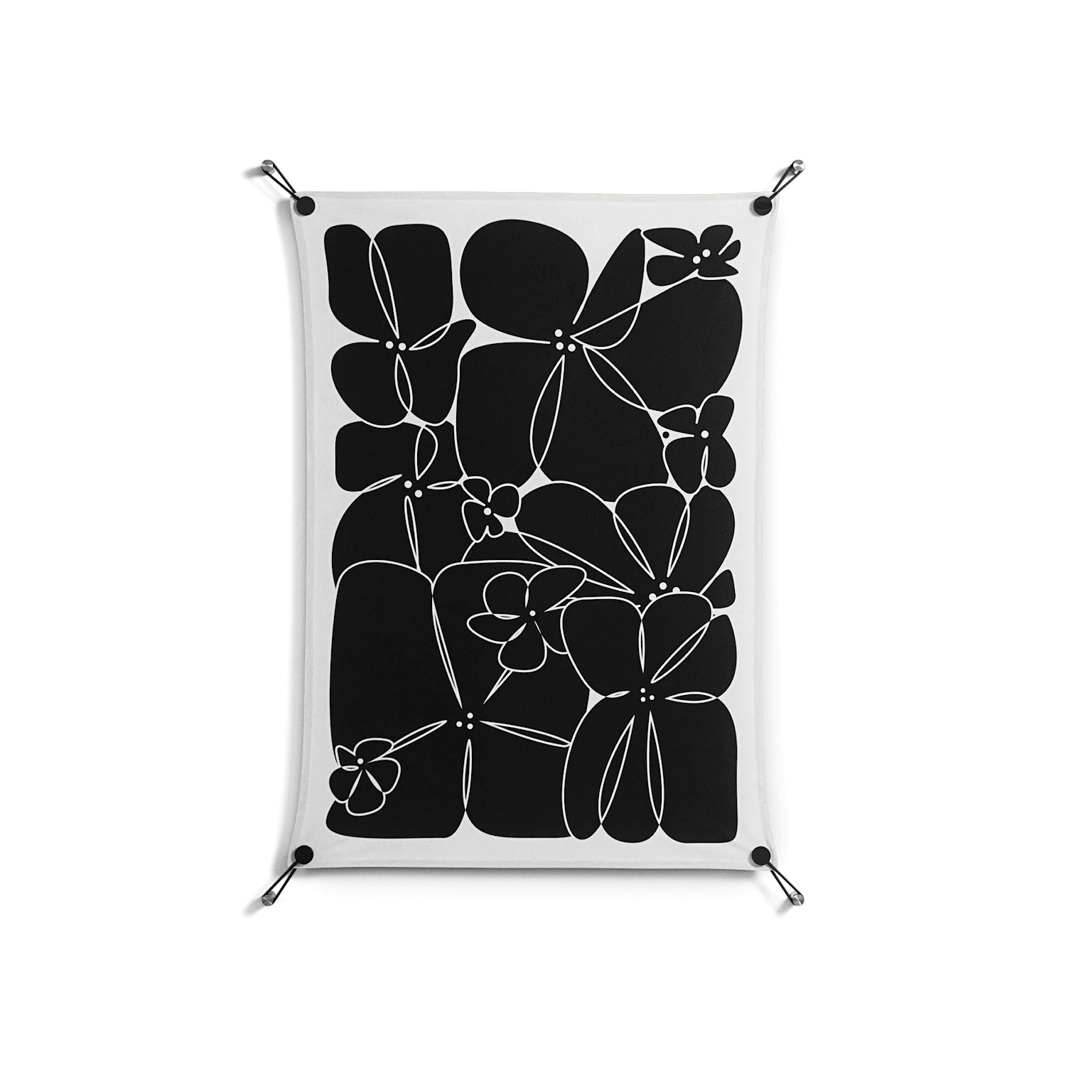 Black Flowers - Work On Wall - Konrad Blaszczyk - Black - 70 x 100 cm