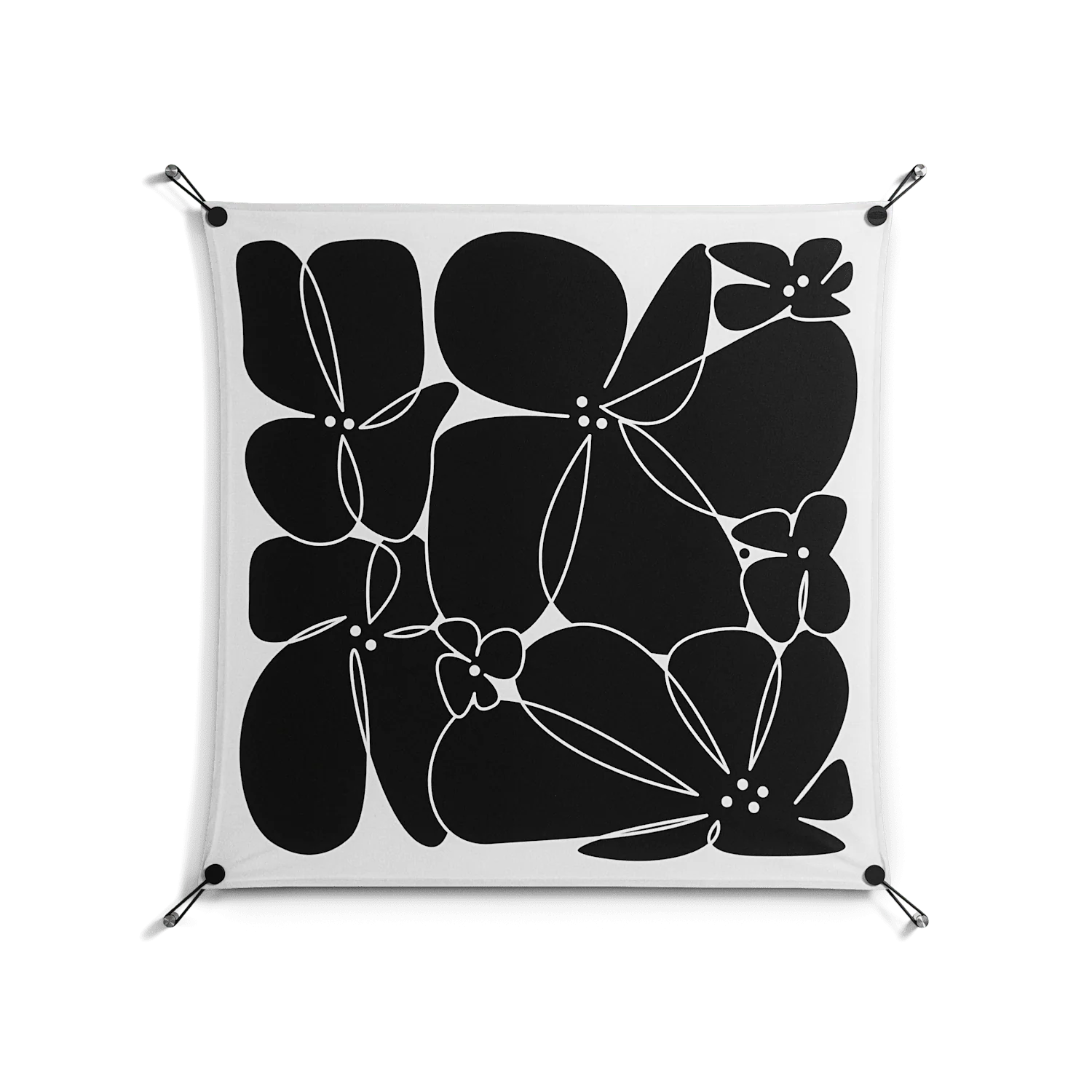 Black Flowers - Work On Wall - Konrad Blaszczyk - Black - 90 x 90 cm
