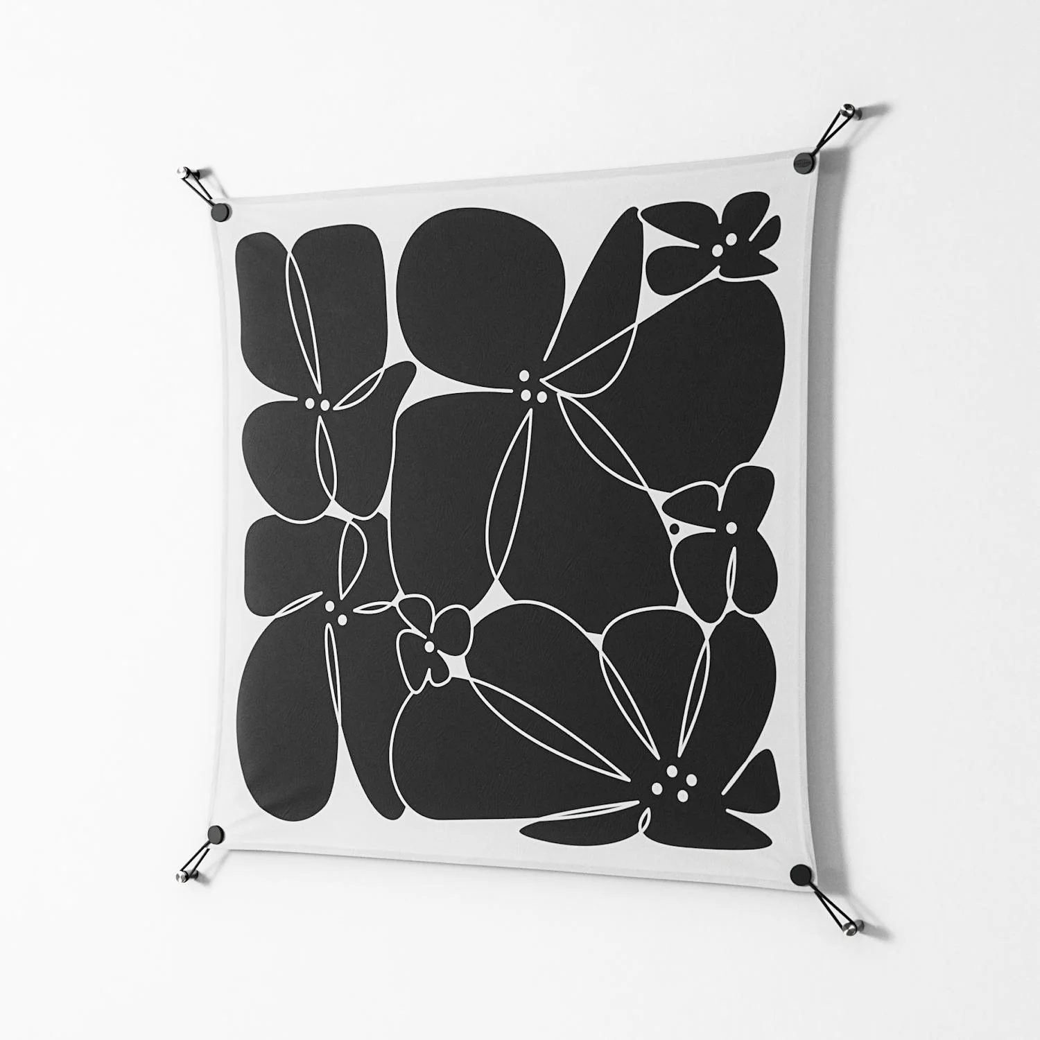 Black Flowers - Work On Wall - Konrad Blaszczyk - Black - 90 x 90 cm - Image 2
