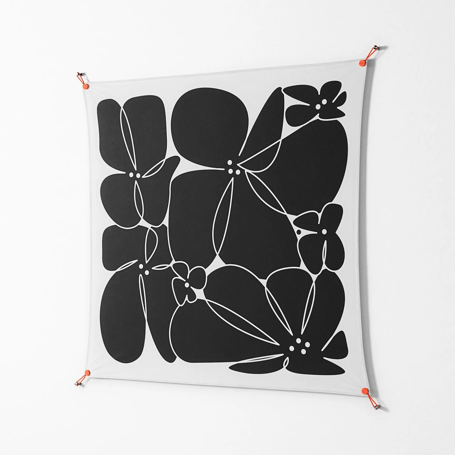Black Flowers - Work On Wall - Konrad Blaszczyk - Orange - 140 x 140 cm - Image 2