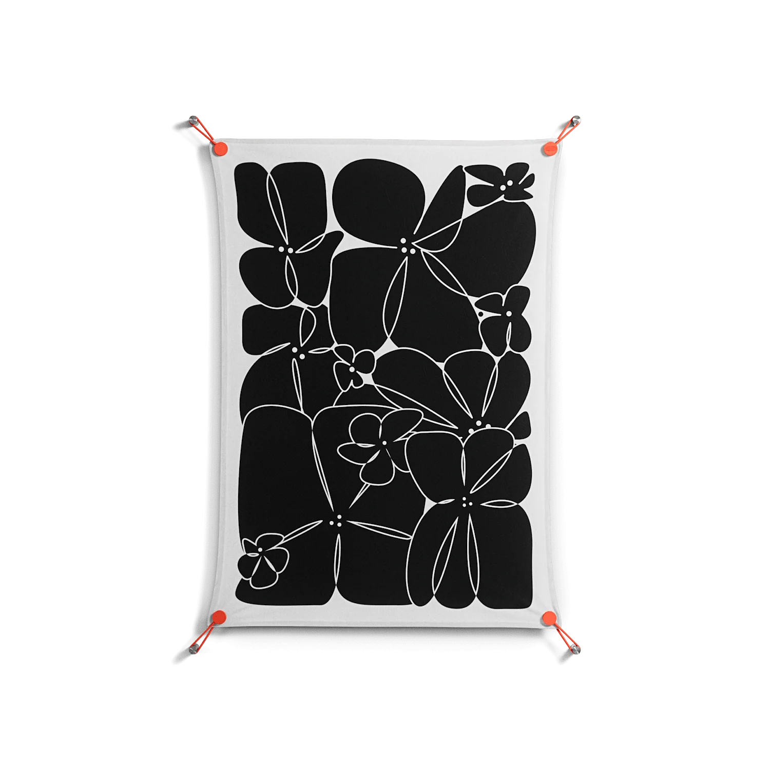 Black Flowers - Work On Wall - Konrad Blaszczyk - Orange - 70 x 100 cm