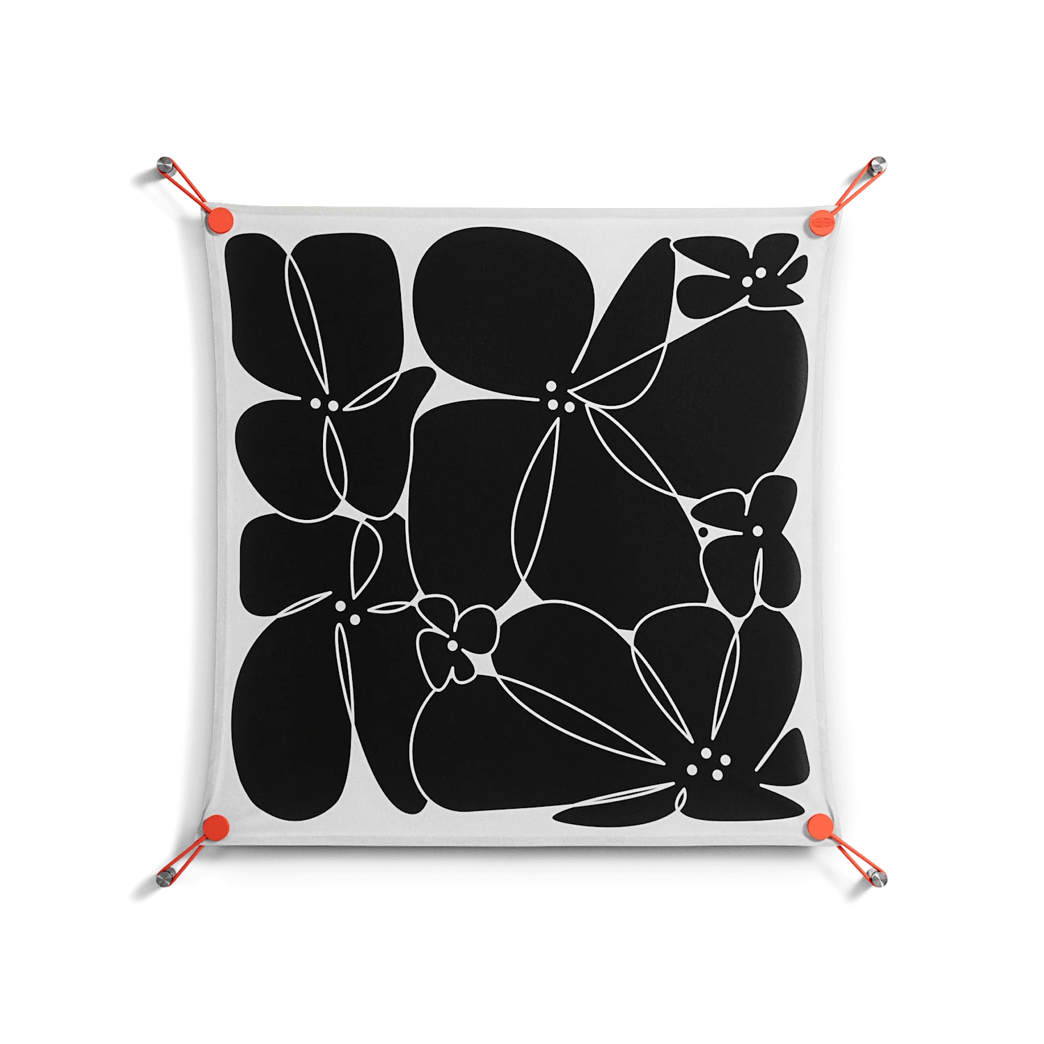 Black Flowers - Work On Wall - Konrad Blaszczyk - Orange - 70 x 70 cm
