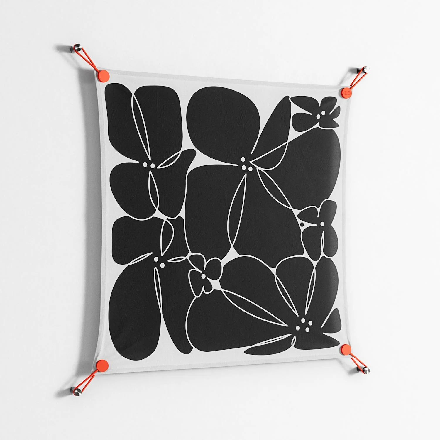 Black Flowers - Work On Wall - Konrad Blaszczyk - Orange - 70 x 70 cm - Image 2