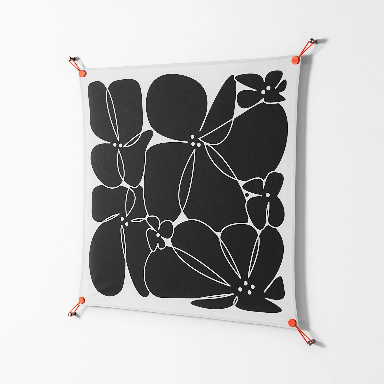Black Flowers - Work On Wall - Konrad Blaszczyk - Orange - 90 x 90 cm - Image 2