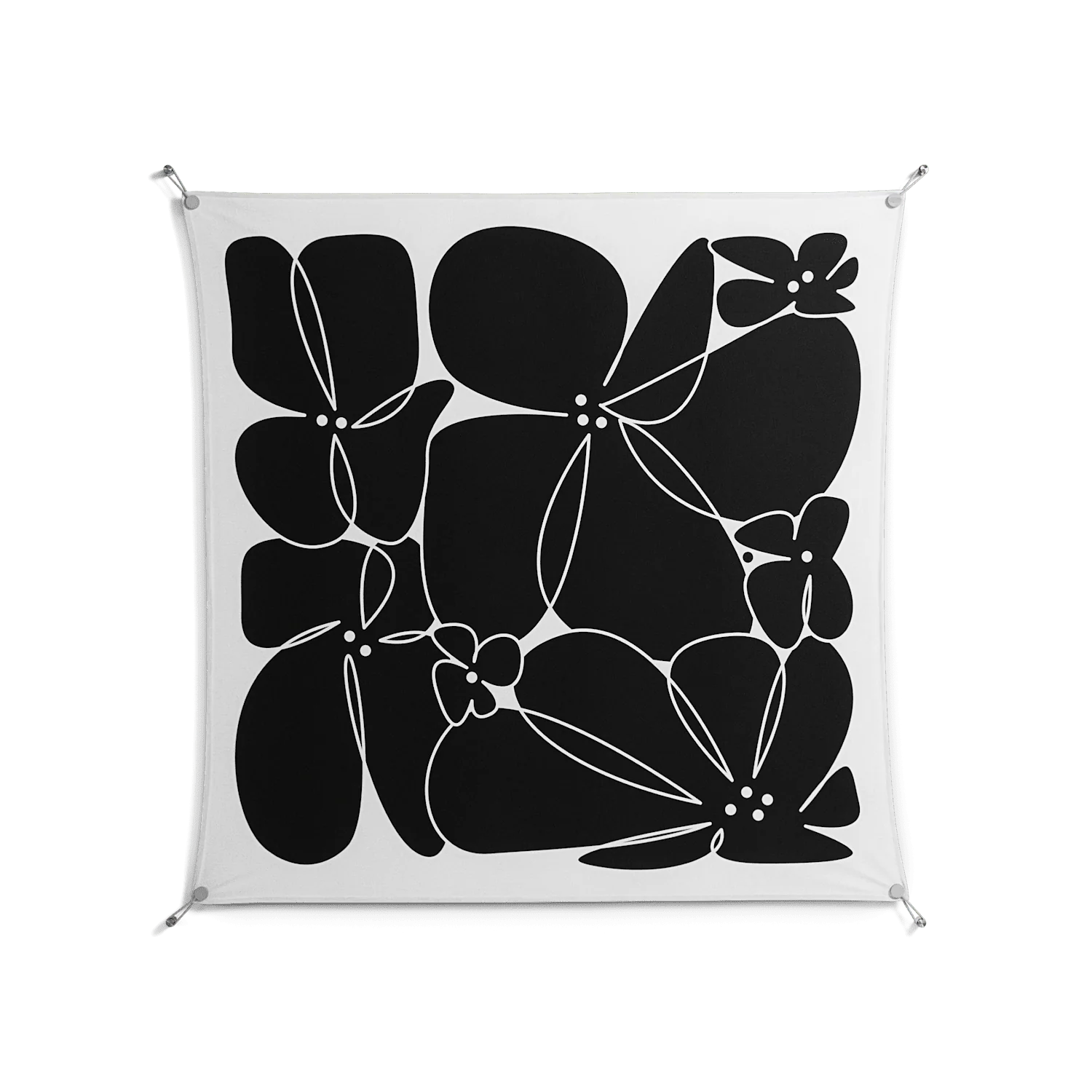 Black Flowers - Work On Wall - Konrad Blaszczyk - Silver - 140 x 140 cm
