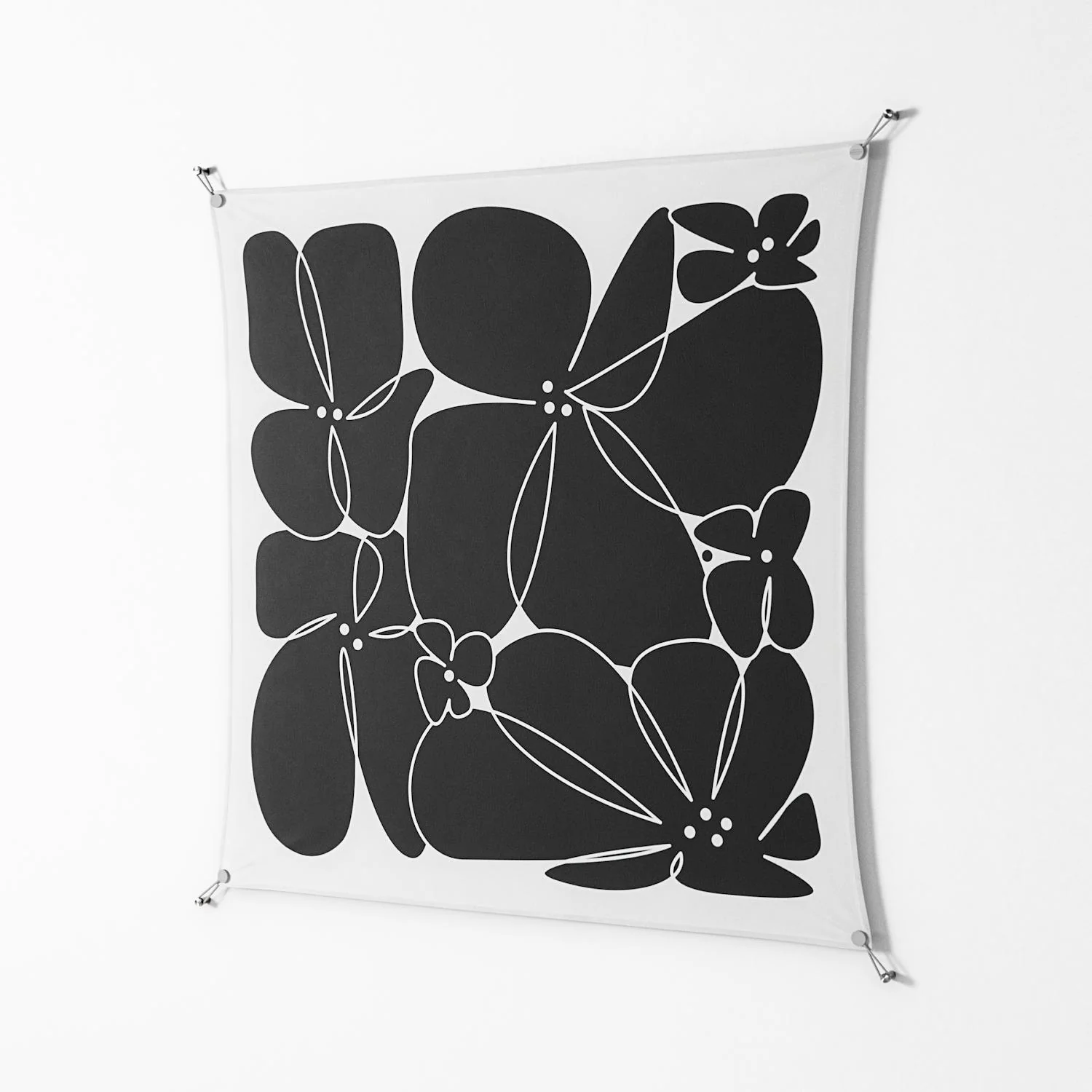 Black Flowers - Work On Wall - Konrad Blaszczyk - Silver - 140 x 140 cm - Image 2
