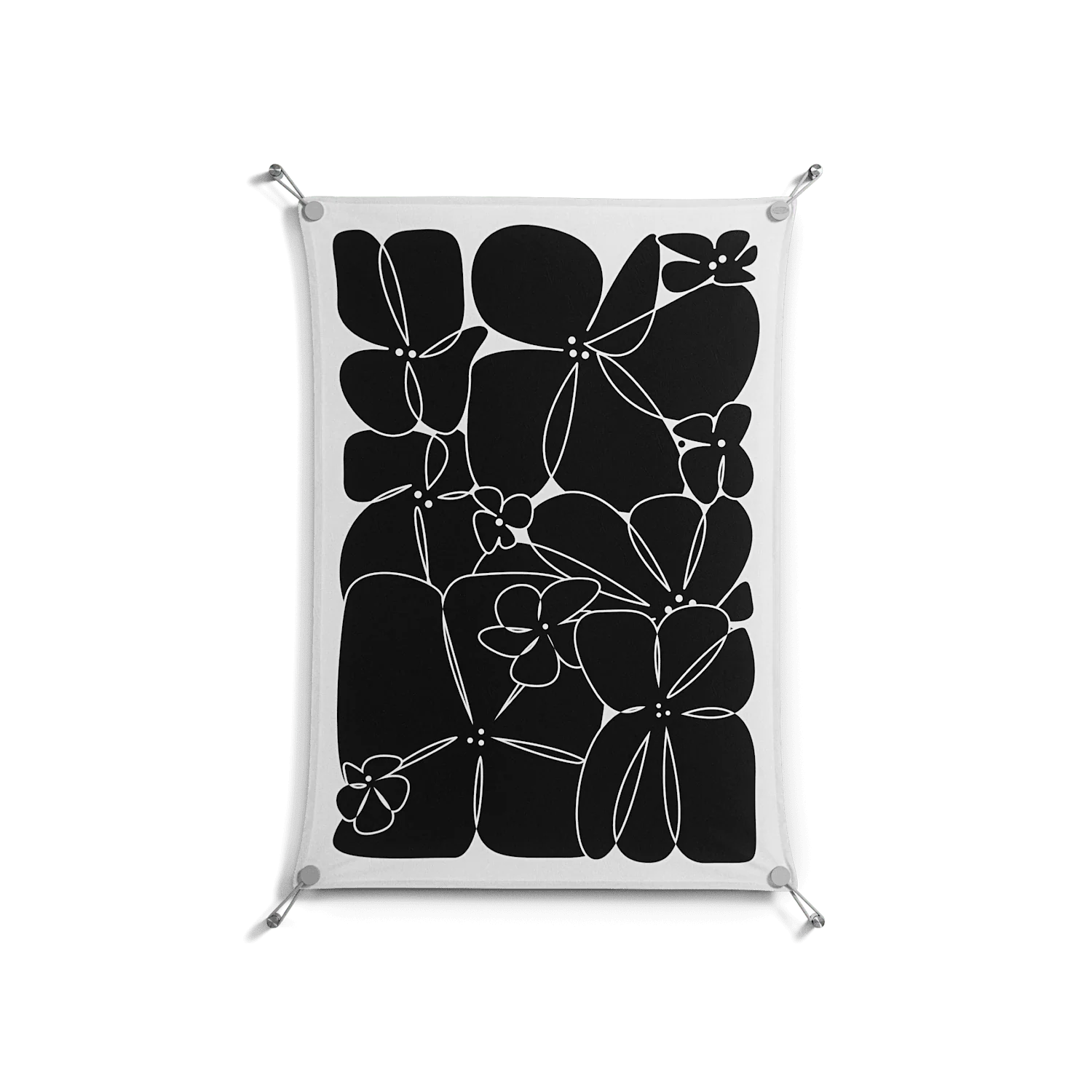 Black Flowers - Work On Wall - Konrad Blaszczyk - Silver - 70 x 100 cm