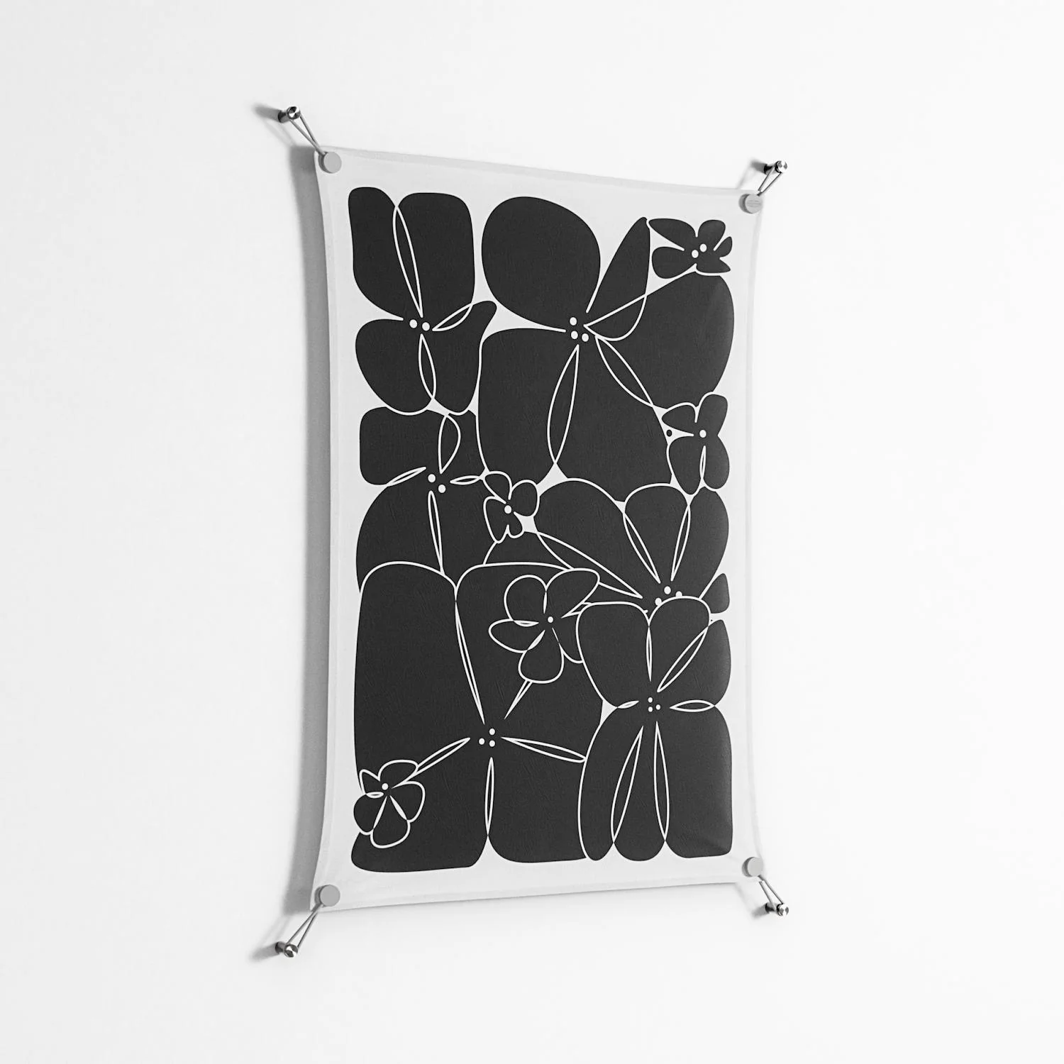 Black Flowers - Work On Wall - Konrad Blaszczyk - Silver - 70 x 100 cm - Image 2
