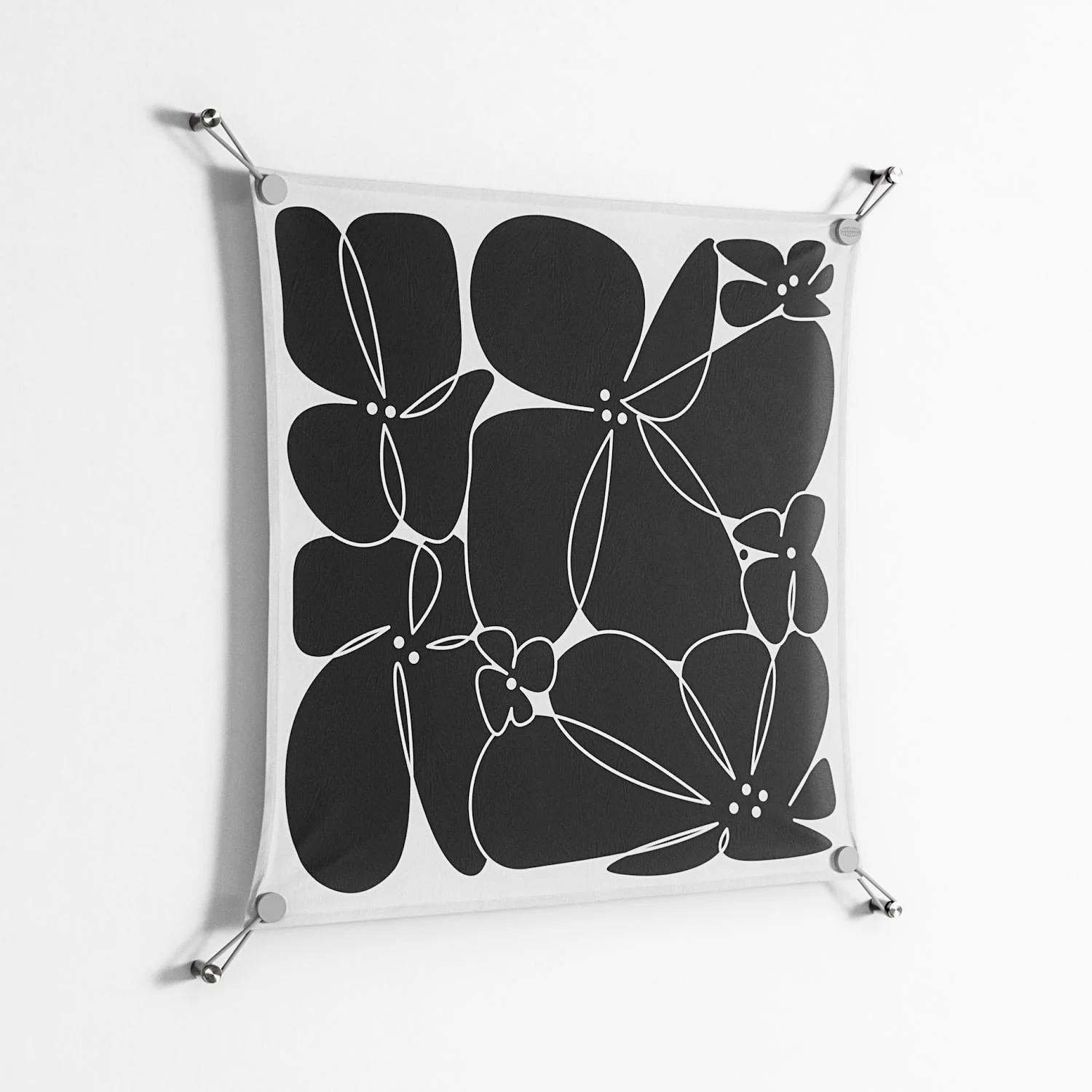 Black Flowers - Work On Wall - Konrad Blaszczyk - Silver - 70 x 70 cm - Image 2