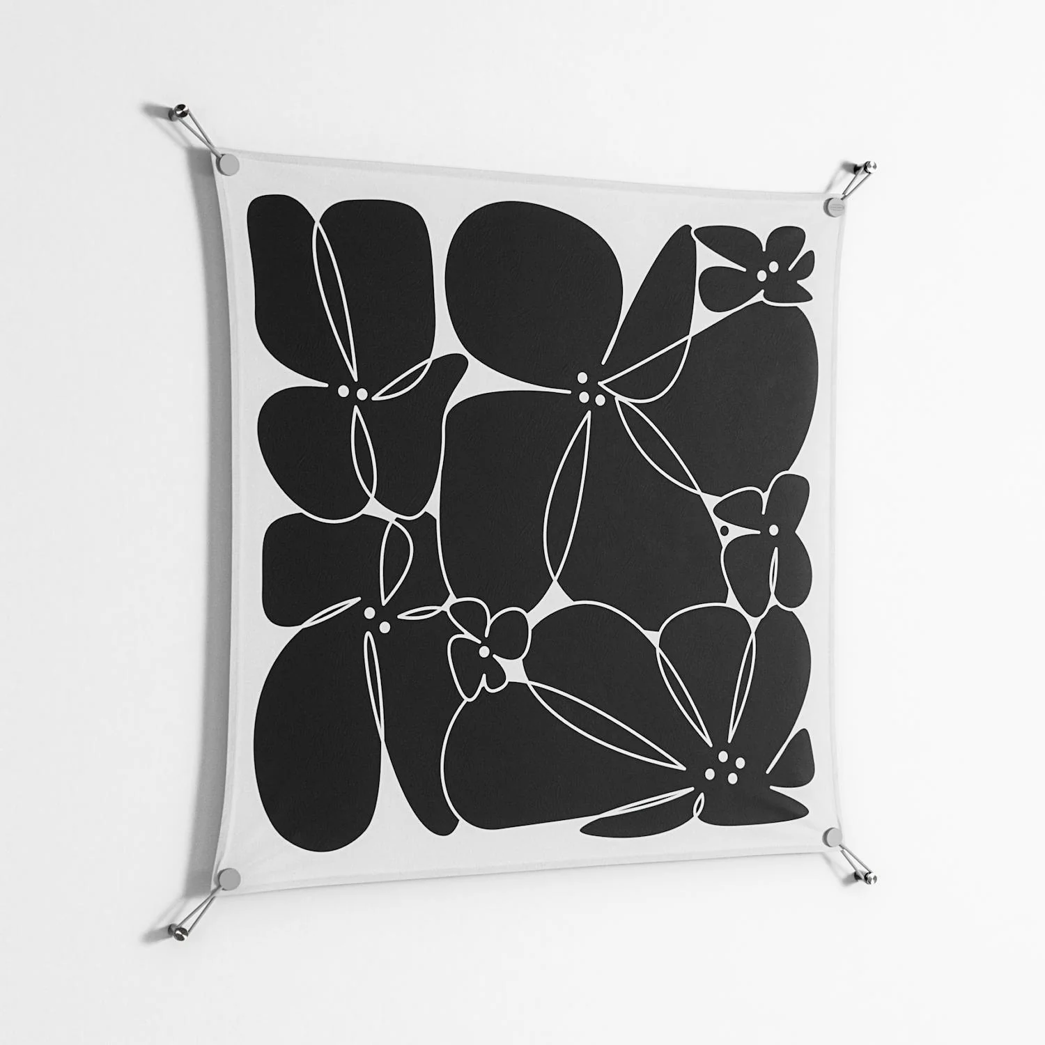 Black Flowers - Work On Wall - Konrad Blaszczyk - Silver - 90 x 90 cm - Image 2