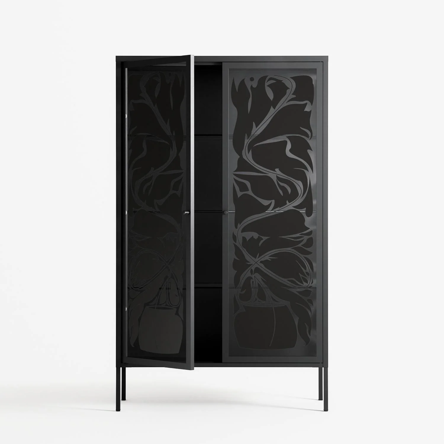 Black Potted Plant - Cabinet - Konrad Blaszczyk - Antracite - Overlay Glass - Image 3