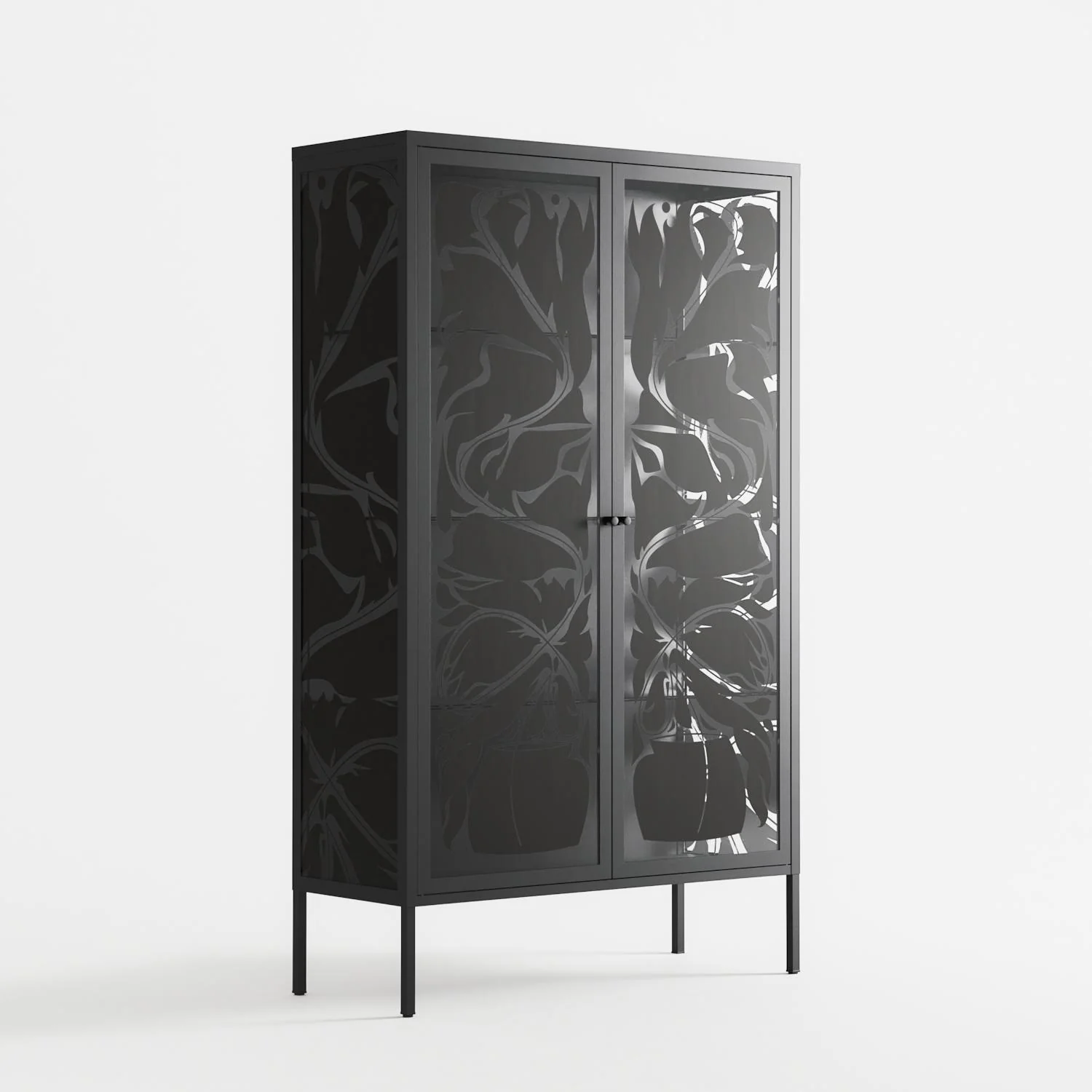 Black Potted Plant - Cabinet - Konrad Blaszczyk - Antracite - Overlay Glass - Image 4