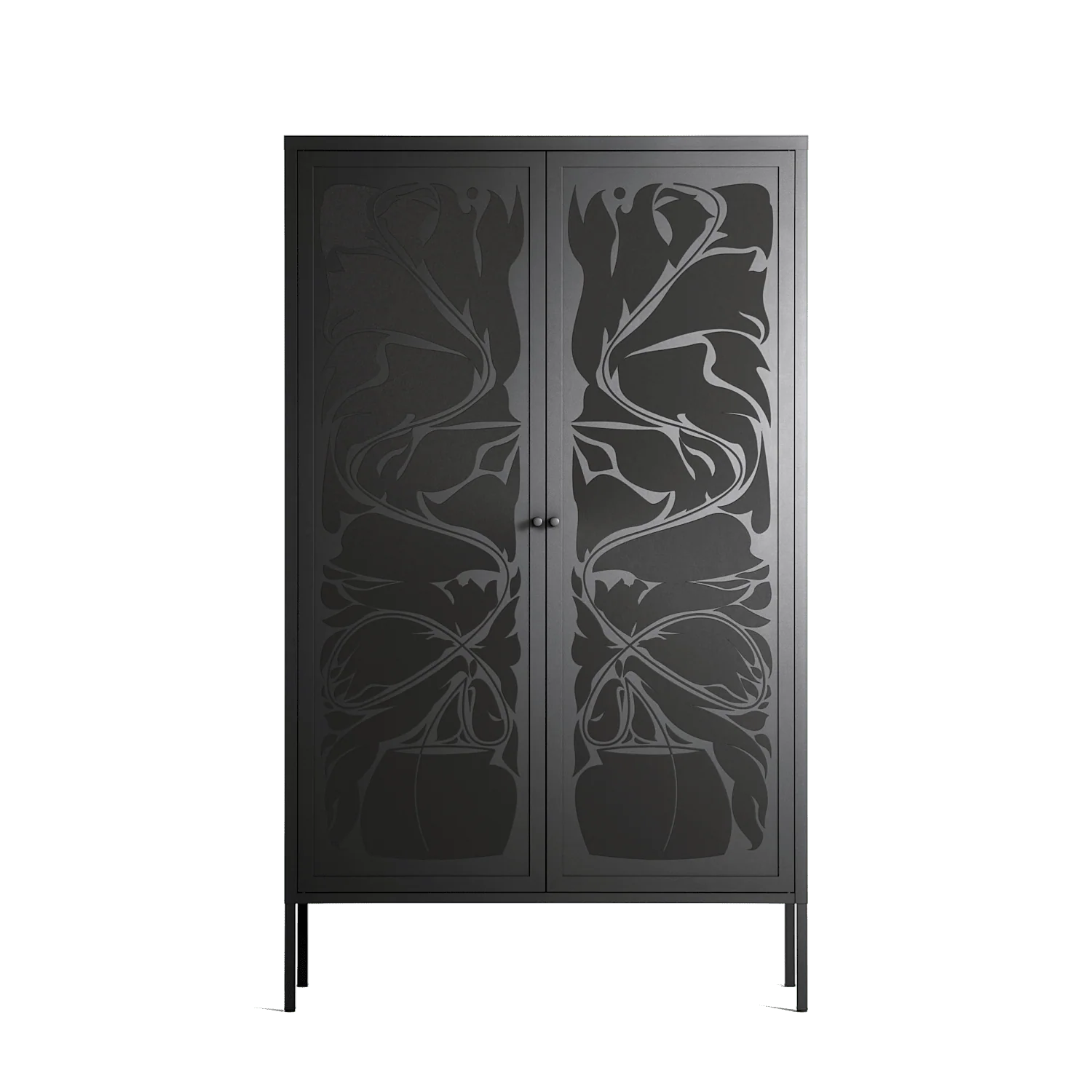 Black Potted Plant - Cabinet - Konrad Blaszczyk - Antracite - Overlay Metal