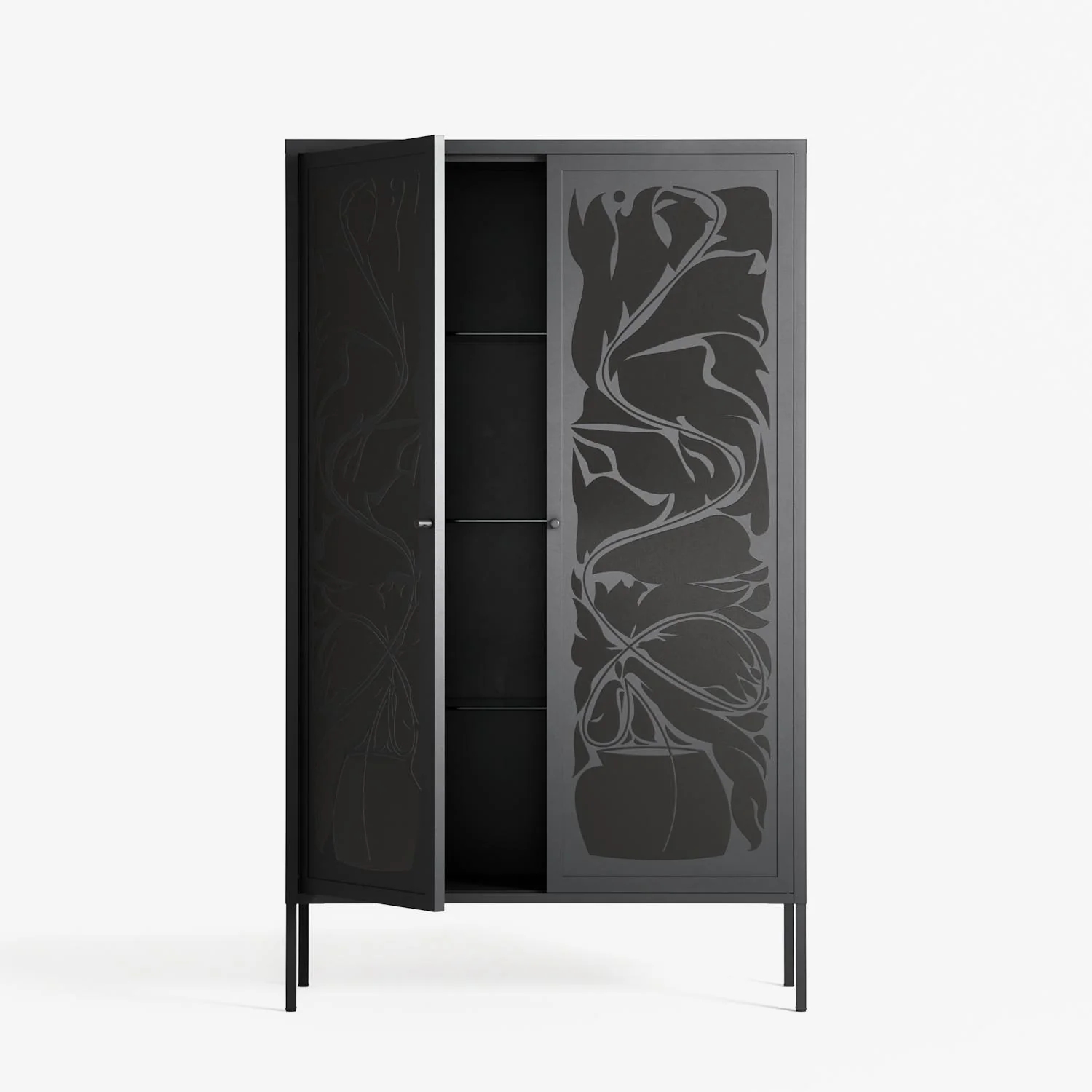 Black Potted Plant - Cabinet - Konrad Blaszczyk - Antracite - Overlay Metal - Image 3