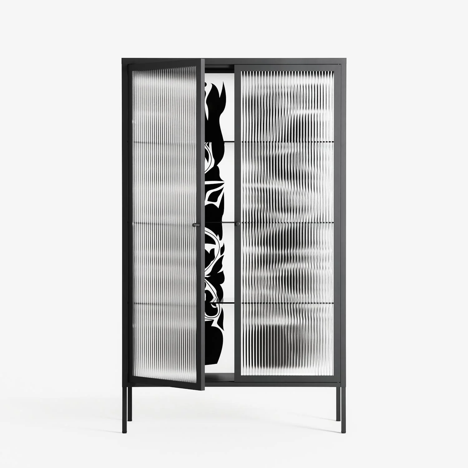 Black Potted Plant - Cabinet - Konrad Blaszczyk - Antracite - Reeded glass - Image 2
