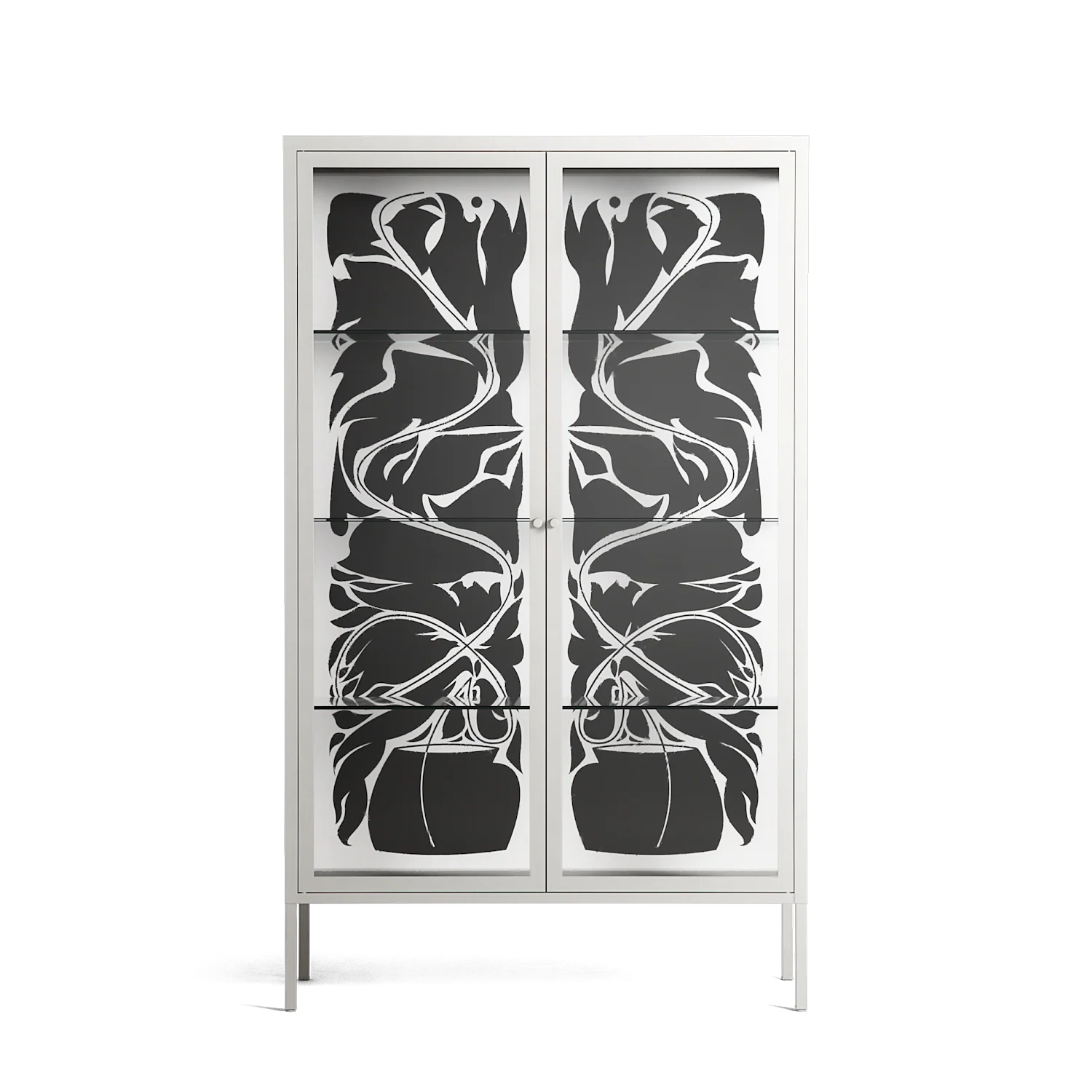 Black Potted Plant - Cabinet - Konrad Blaszczyk - Chalk - Clear glass