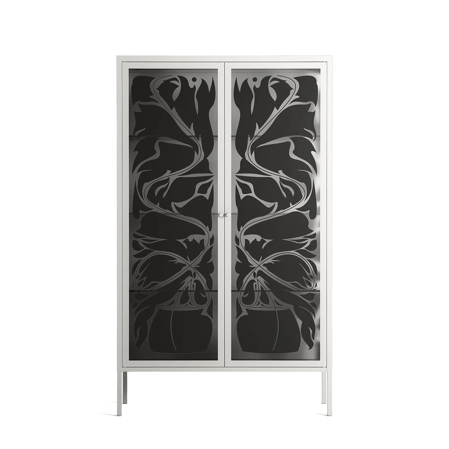Black Potted Plant - Cabinet - Konrad Blaszczyk - Chalk - Overlay Glass