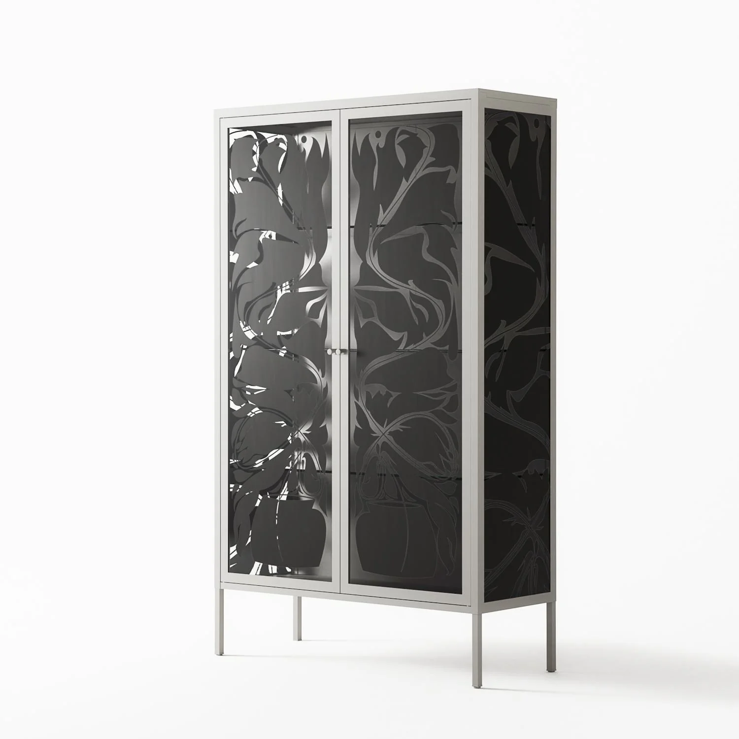 Black Potted Plant - Cabinet - Konrad Blaszczyk - Chalk - Overlay Glass - Image 2