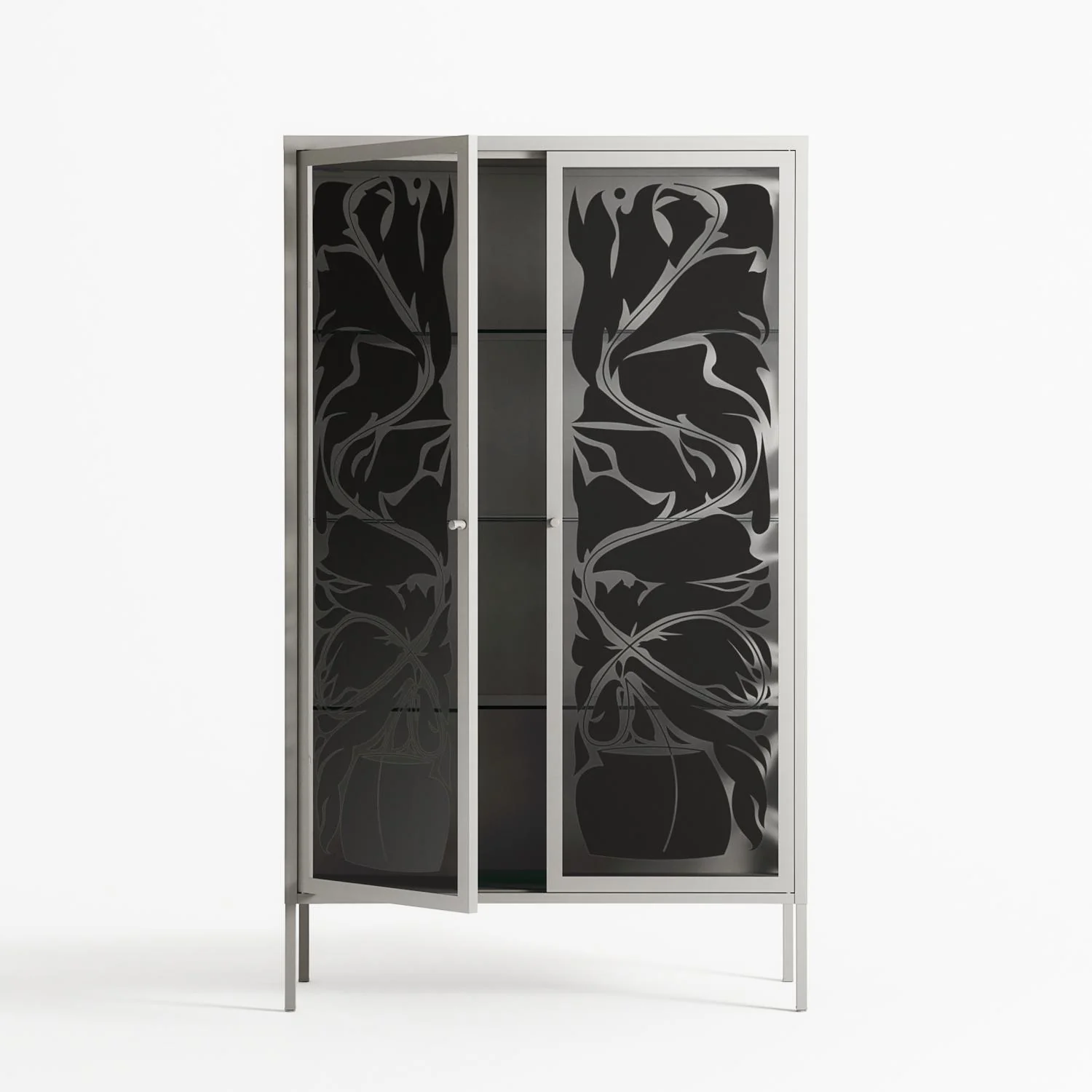 Black Potted Plant - Cabinet - Konrad Blaszczyk - Chalk - Overlay Glass - Image 3