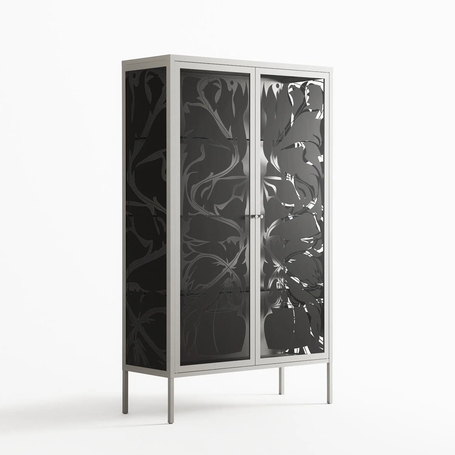 Black Potted Plant - Cabinet - Konrad Blaszczyk - Chalk - Overlay Glass - Image 4