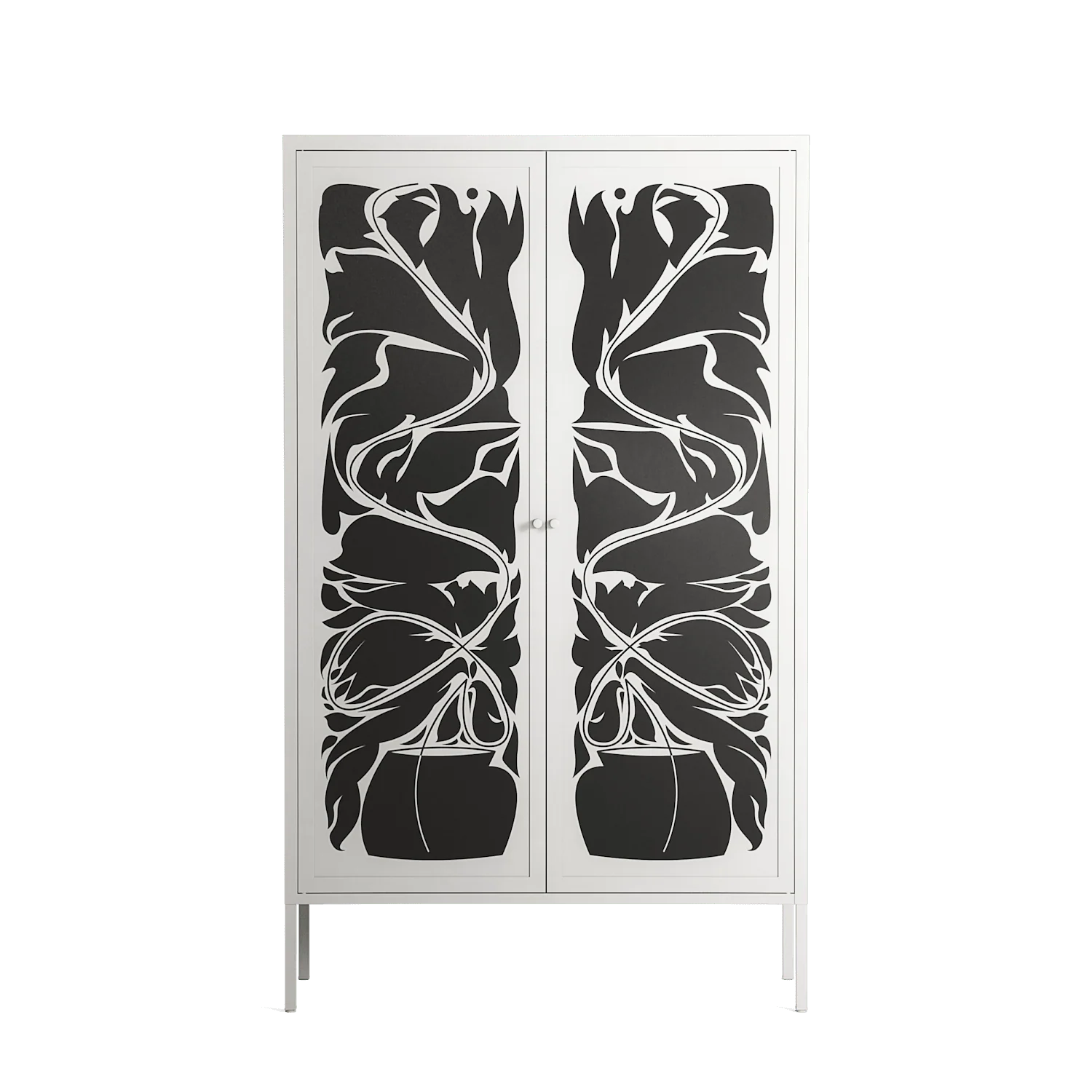 Black Potted Plant - Cabinet - Konrad Blaszczyk - Chalk - Overlay Metal