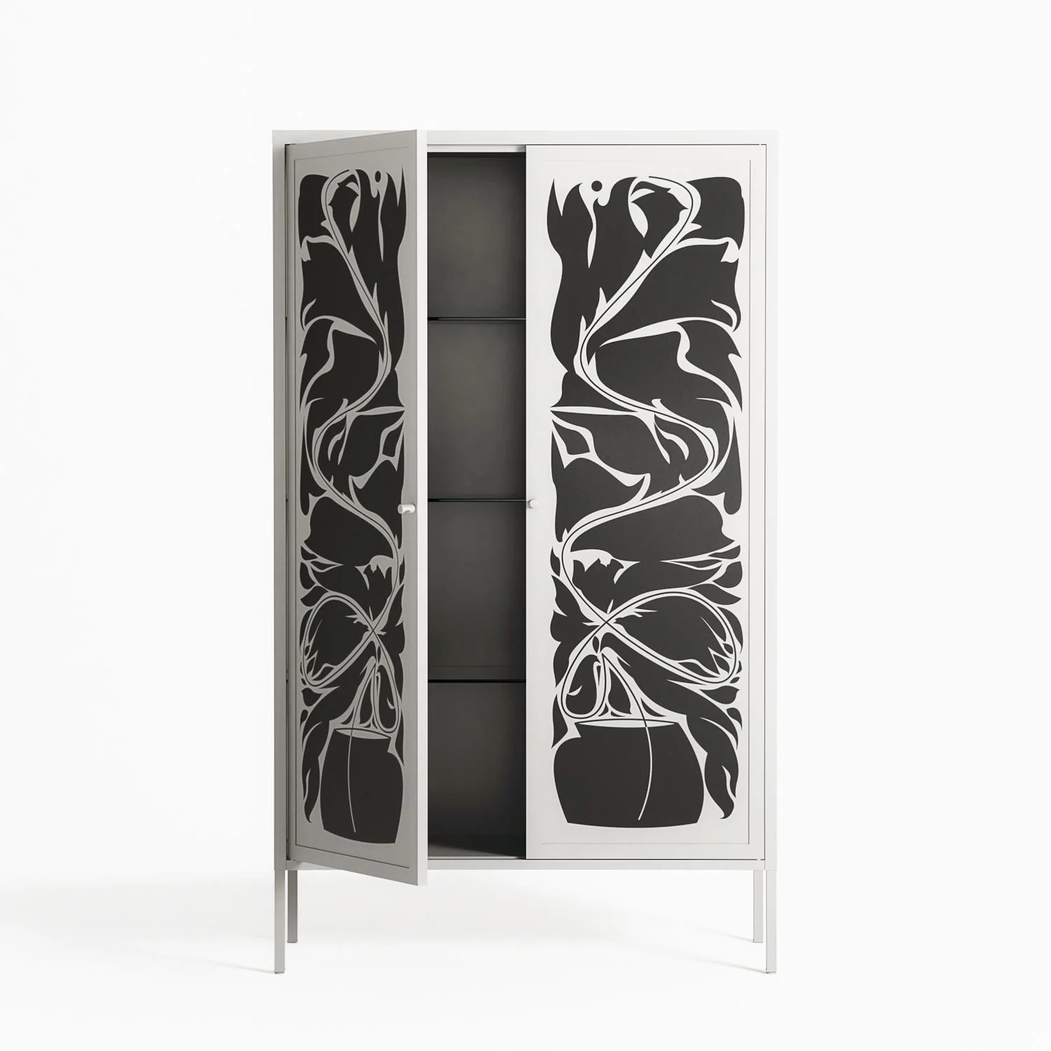 Black Potted Plant - Cabinet - Konrad Blaszczyk - Chalk - Overlay Metal - Image 3