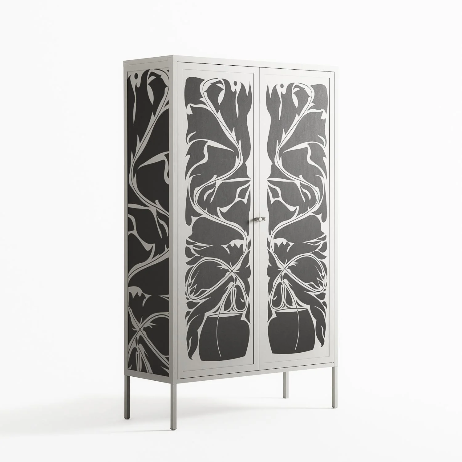 Black Potted Plant - Cabinet - Konrad Blaszczyk - Chalk - Overlay Metal - Image 4