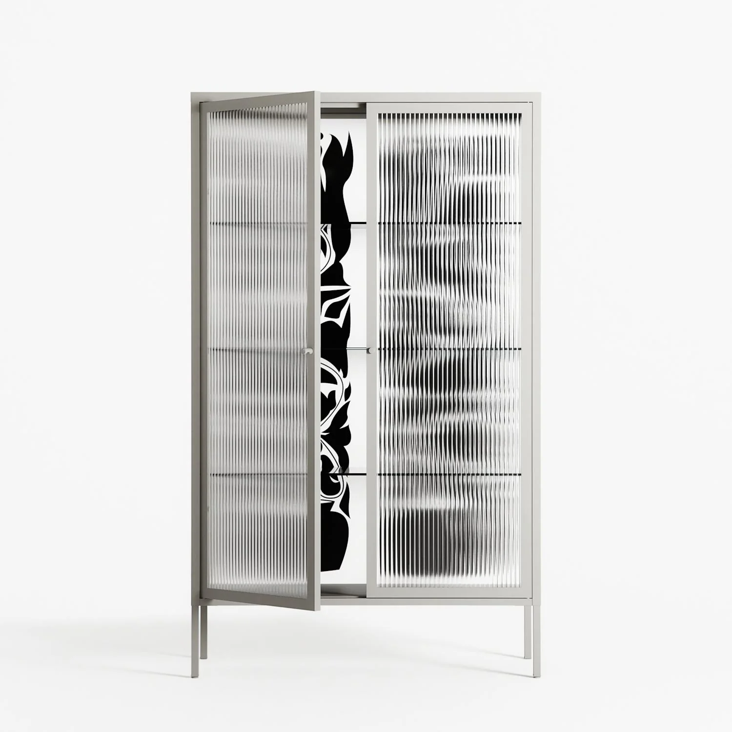 Black Potted Plant - Cabinet - Konrad Blaszczyk - Chalk - Reeded glass - Image 2