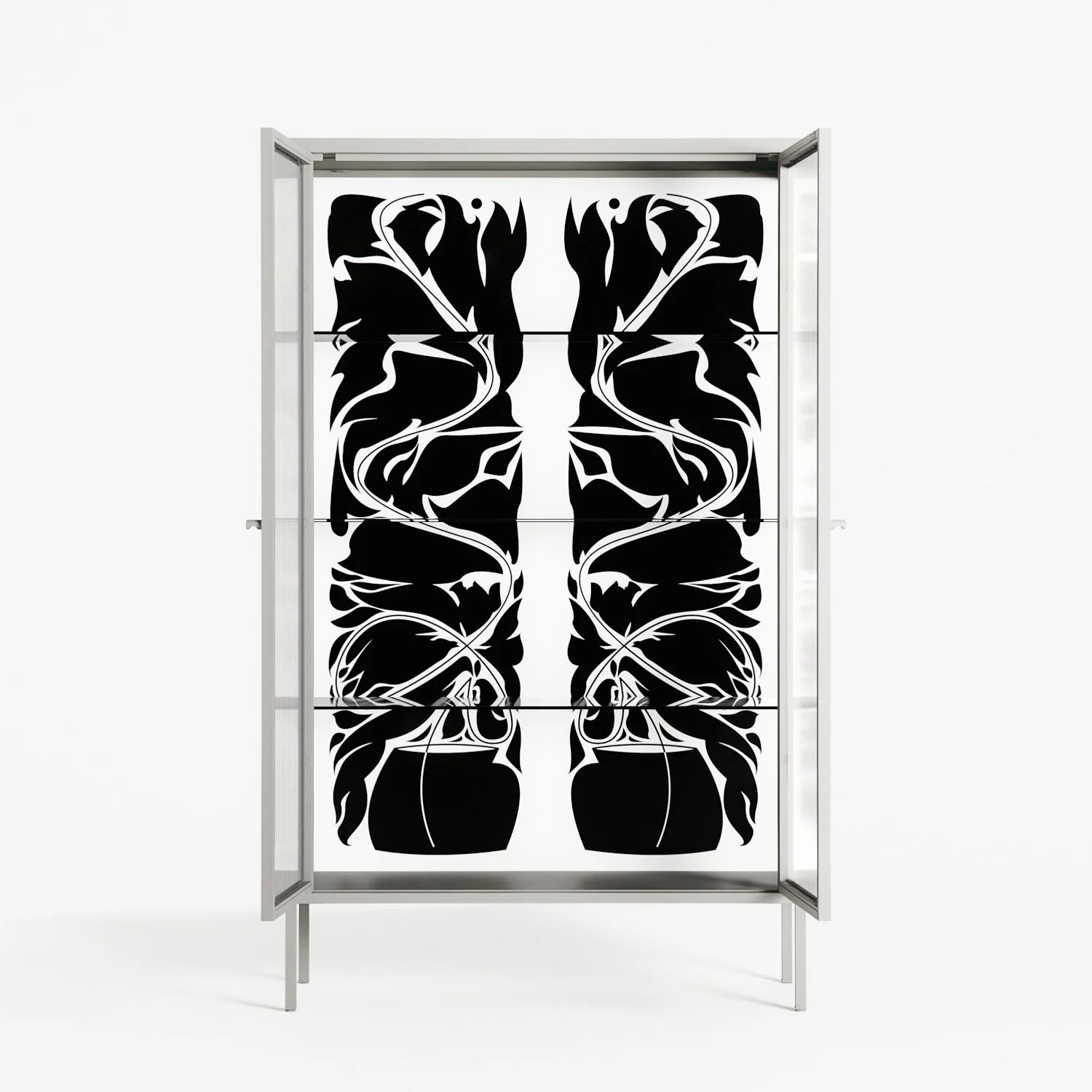 Black Potted Plant - Cabinet - Konrad Blaszczyk - Chalk - Reeded glass - Image 3