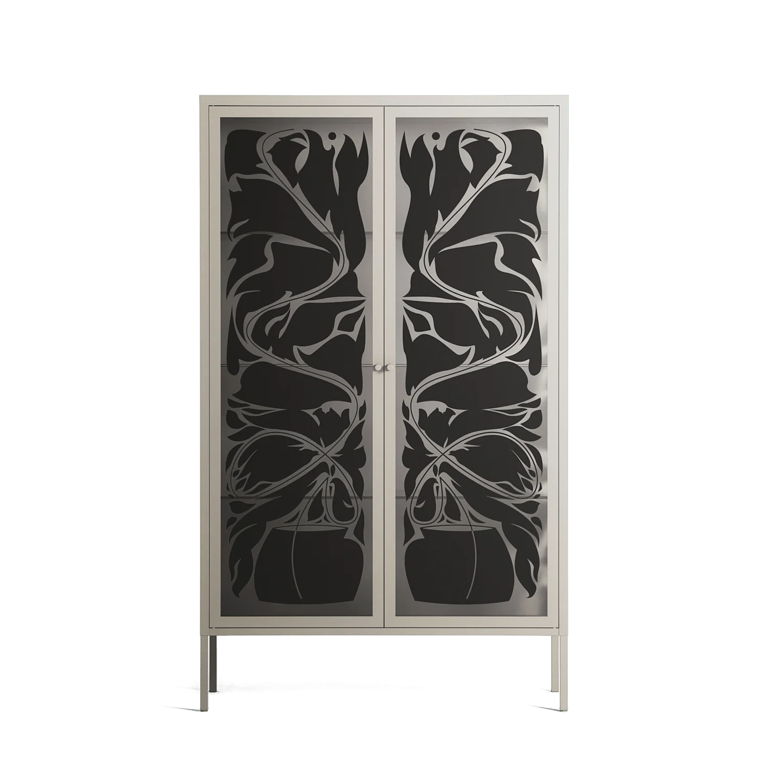 Black Potted Plant - Cabinet - Konrad Blaszczyk - Pebble - Overlay Glass