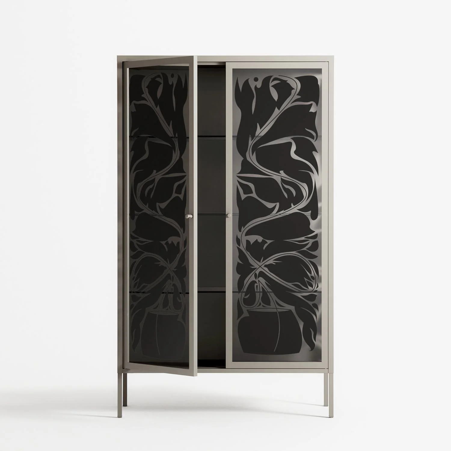 Black Potted Plant - Cabinet - Konrad Blaszczyk - Pebble - Overlay Glass - Image 3